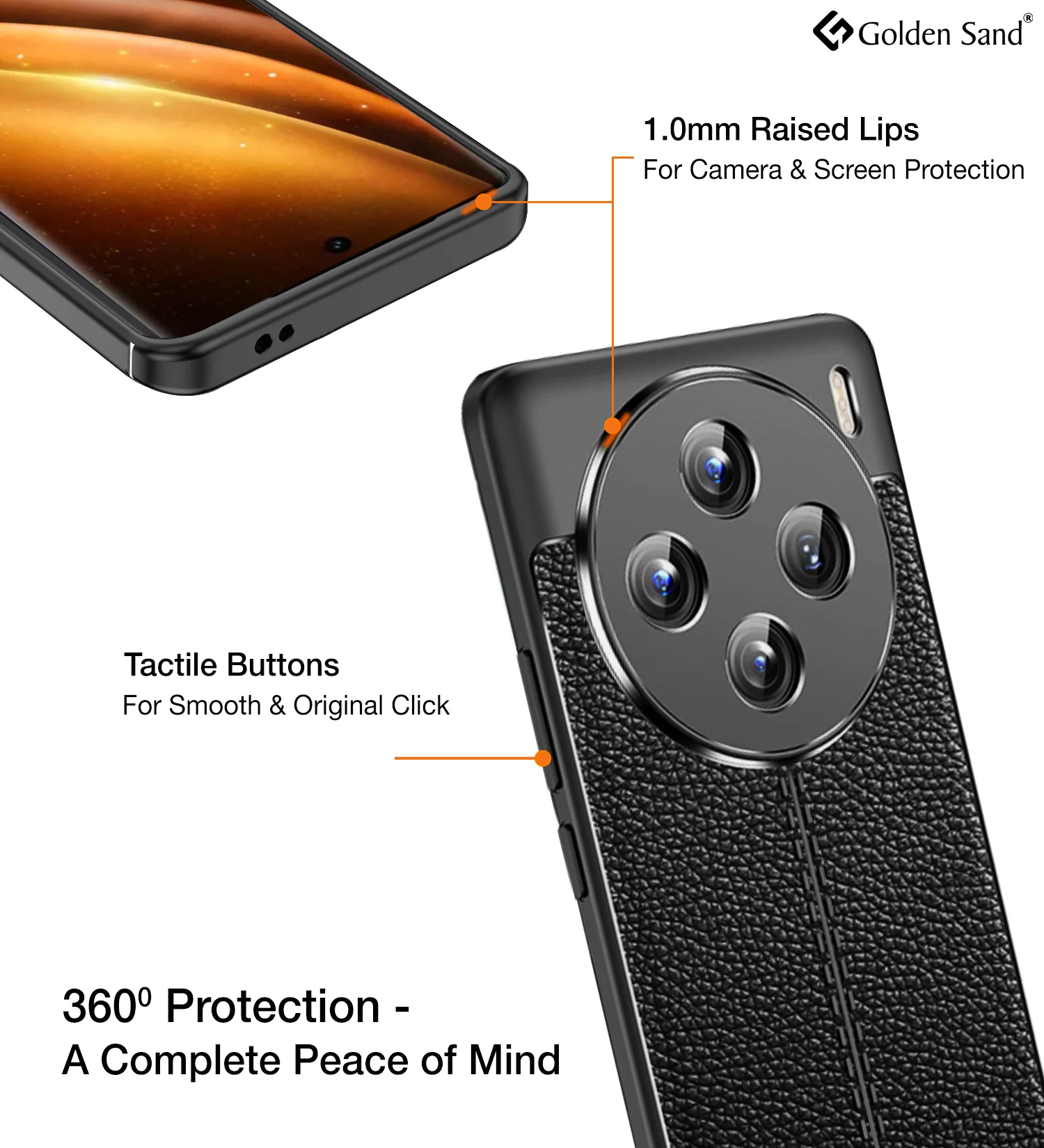 Vivo X100 5G (6.78 inch) Back Cover | Vegan Leather Series, Black - Image 4
