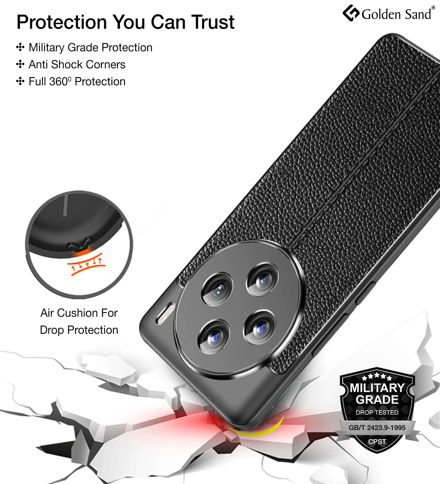 Vivo X100 5G (6.78 inch) Back Cover | Vegan Leather Series, Black - Image 5