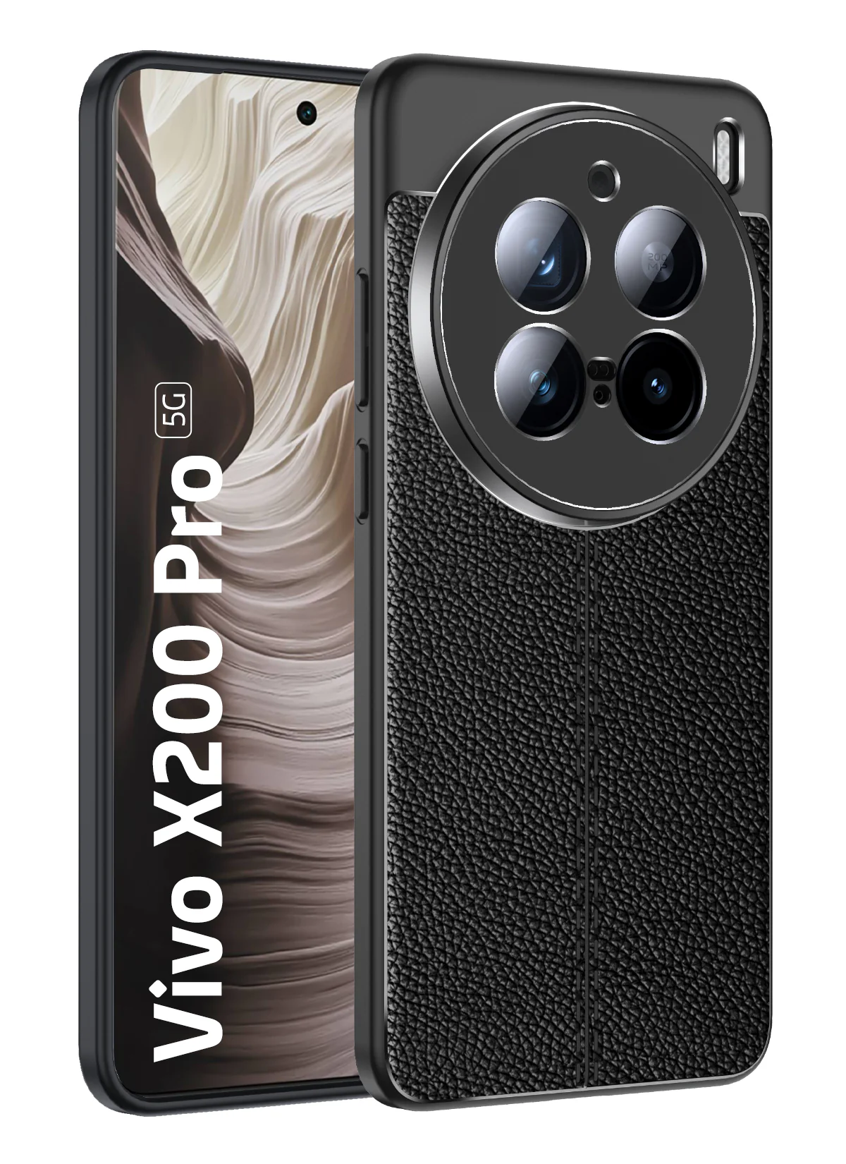 Vivo X200 Pro 5G (6.78 inch) Back Cover | Vegan Leather Series, Black