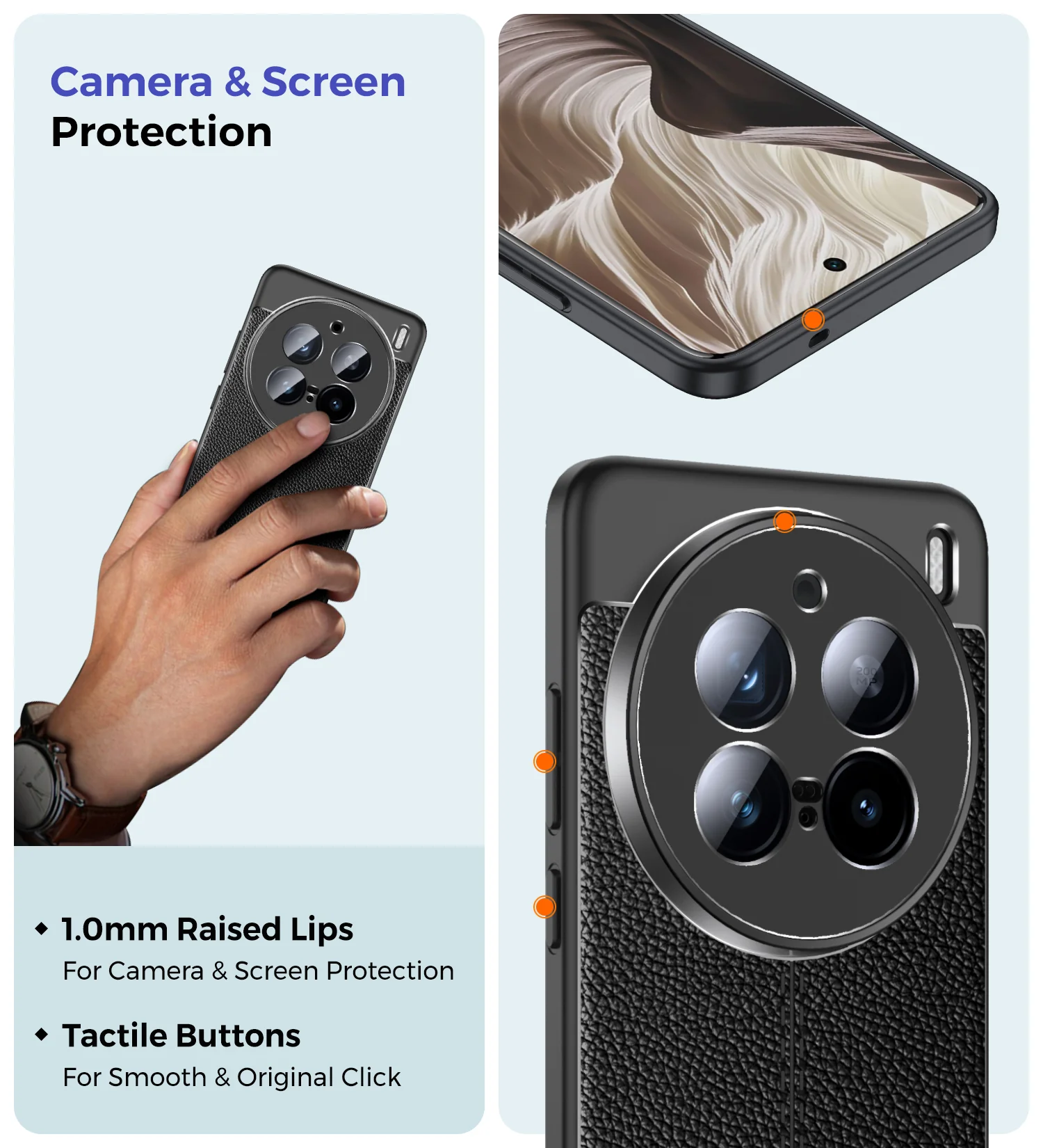 Vivo X200 Pro 5G (6.78 inch) Back Cover | Vegan Leather Series, Black - Image 4