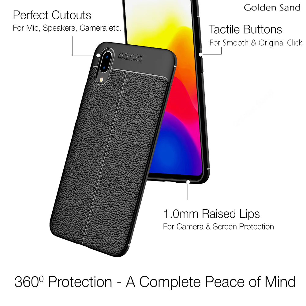 Vivo X21 (6.28 inch) Back Cover | Vegan Leather Series, Black - Image 3