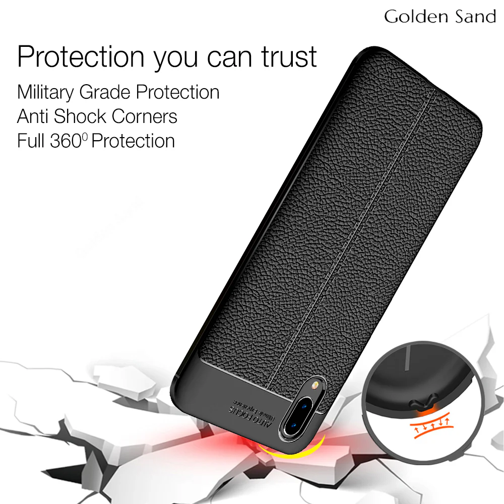 Vivo X21 (6.28 inch) Back Cover | Vegan Leather Series, Black - Image 4