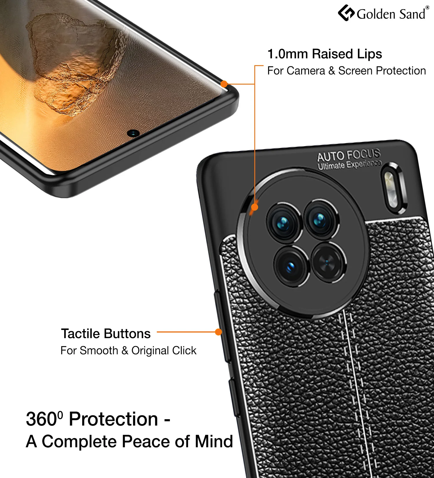 Vivo X90 5G (6.78 inch) Back Cover | Vegan Leather Series, Black - Image 4