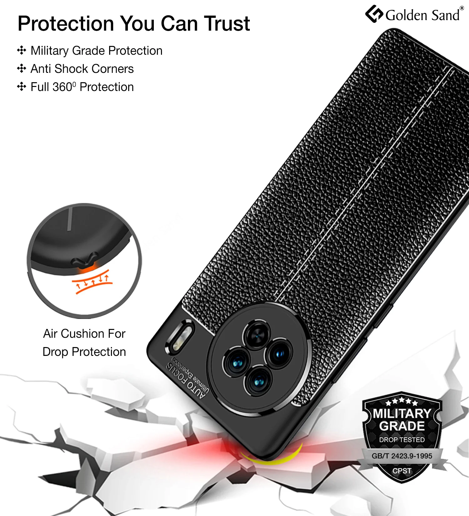 Vivo X90 5G (6.78 inch) Back Cover | Vegan Leather Series, Black - Image 5
