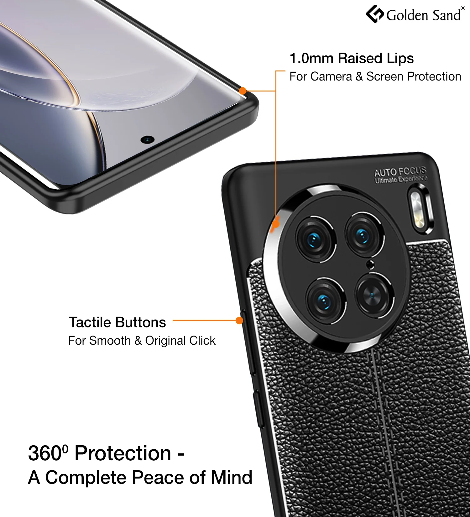 Vivo X90 Pro 5G (6.78 inch) Back Cover | Vegan Leather Series, Black - Image 4