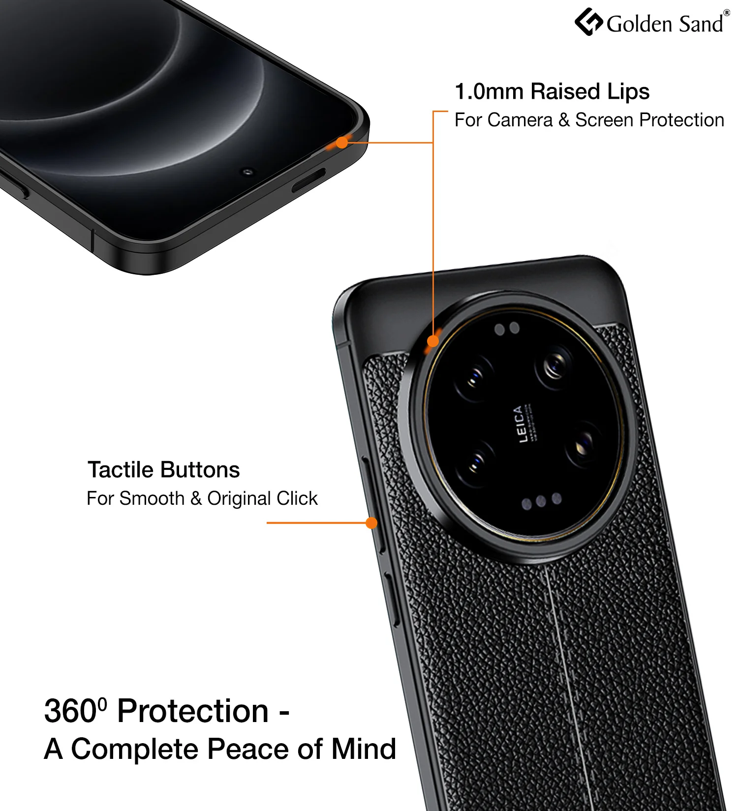 Xiaomi 14 Ultra 5G (6.73 inch) Back Cover | Vegan Leather Series, Black - Image 3