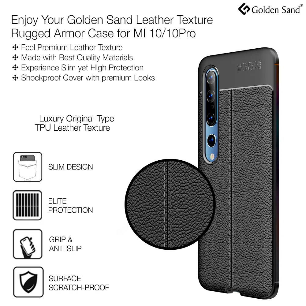 Xiaomi Mi 10 5G, Mi 10 Pro (6.67 inch) Back Cover | Vegan Leather Series, Black - Image 2