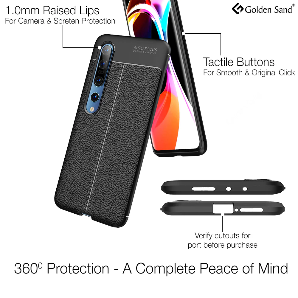 Xiaomi Mi 10 5G, Mi 10 Pro (6.67 inch) Back Cover | Vegan Leather Series, Black - Image 3