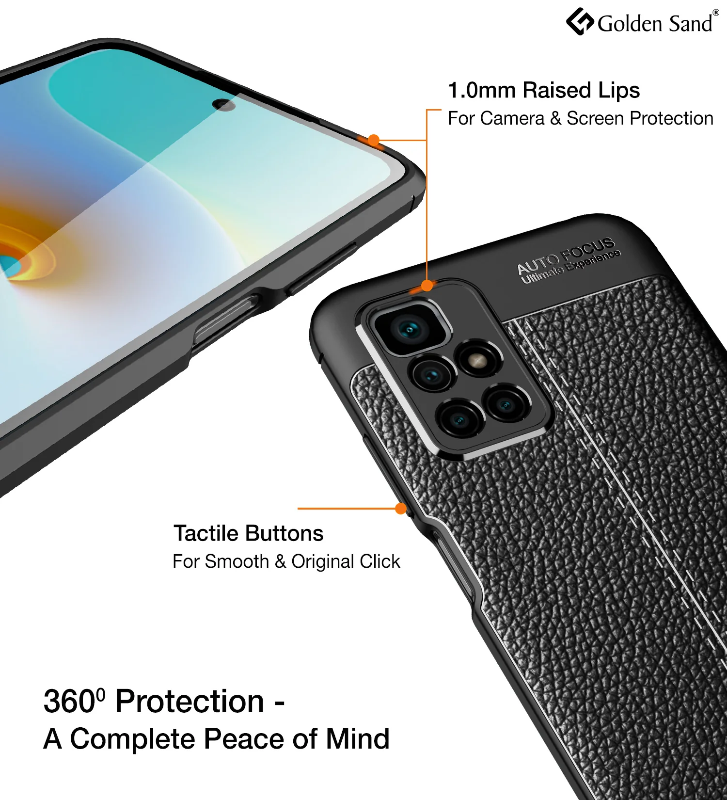 Xiaomi Redmi 10 Prime (6.5 inch) Back Cover | Vegan Leather Series, Black - Image 3