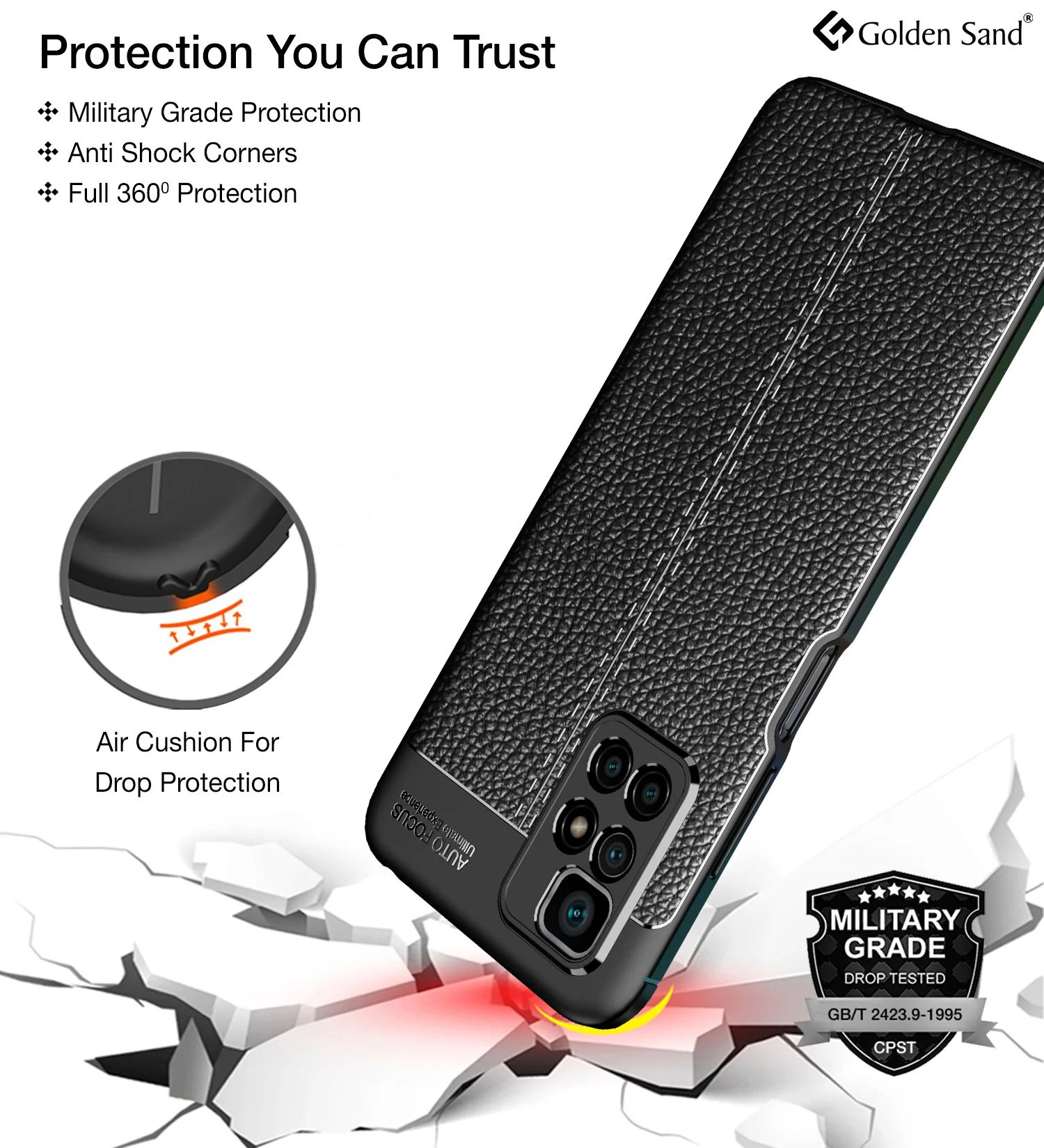 Xiaomi Redmi 10 Prime (6.5 inch) Back Cover | Vegan Leather Series, Black - Image 4