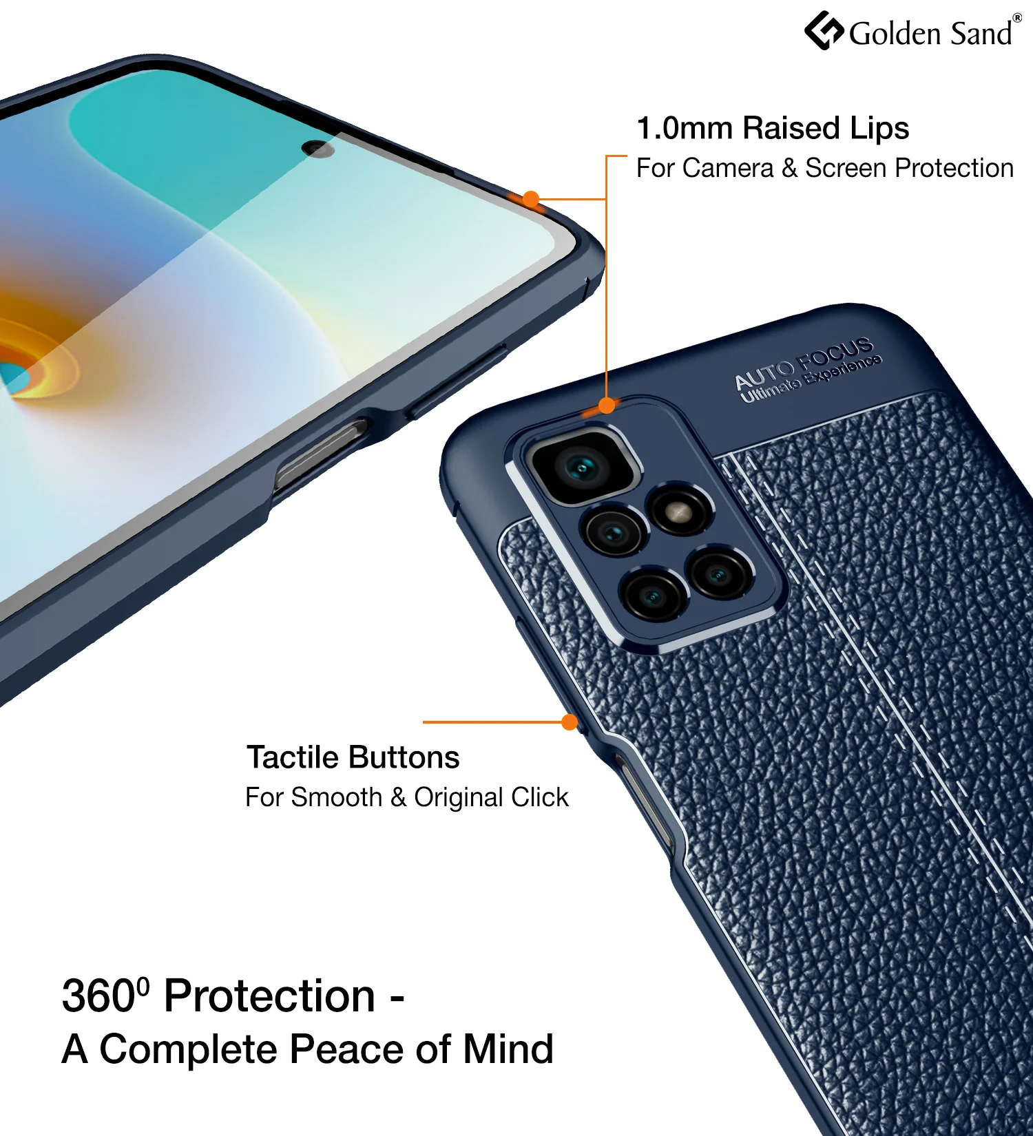 Xiaomi Redmi 10 Prime (6.5 inch) Back Cover | Vegan Leather Series, Blue - Image 3