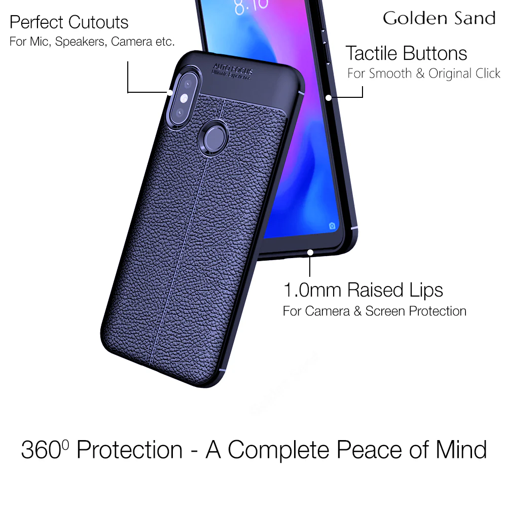 Xiaomi Redmi 6 Pro (5.84 inch) Back Cover | Vegan Leather Series, Blue - Image 2