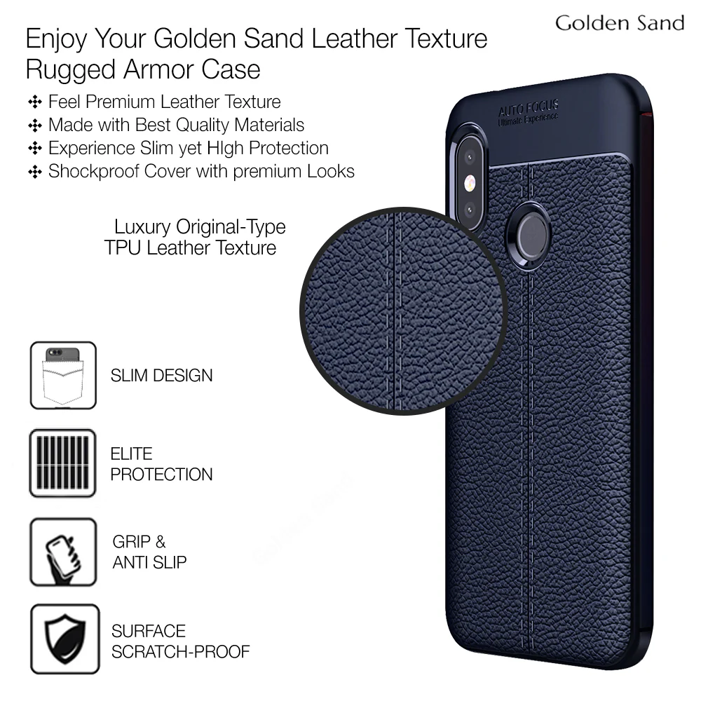 Xiaomi Redmi 6 Pro (5.84 inch) Back Cover | Vegan Leather Series, Blue - Image 4