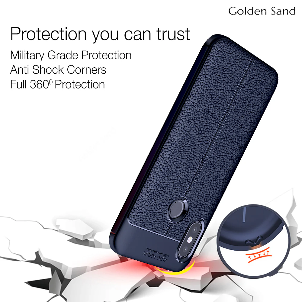 Xiaomi Redmi 6 Pro (5.84 inch) Back Cover | Vegan Leather Series, Blue - Image 5