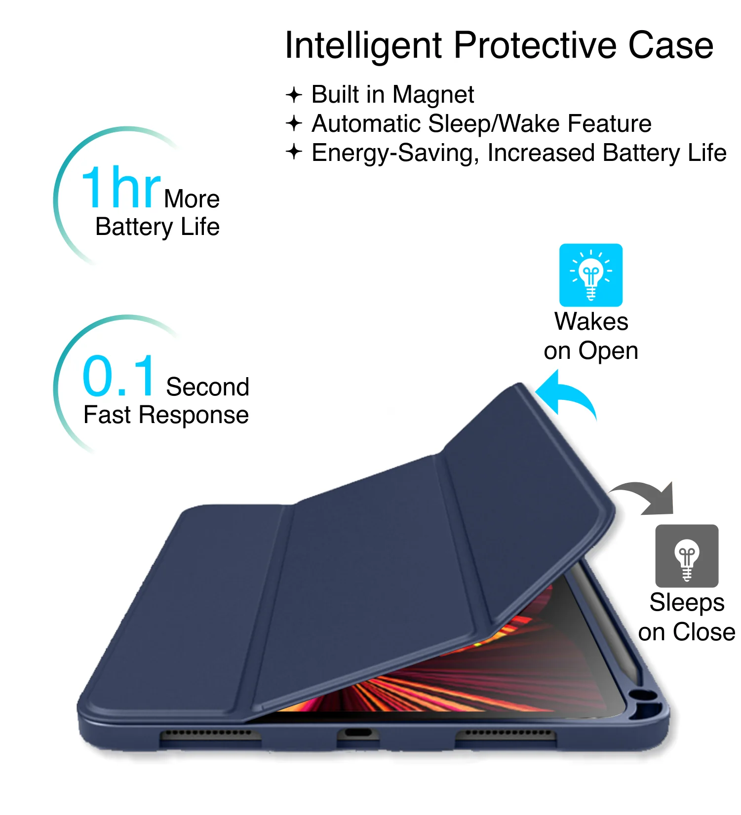 Apple iPad Pro 11 Inch [2021] [Apple Pencil Slot] Back Cover | Vegan Leather Series, Azure Blue - Image 5