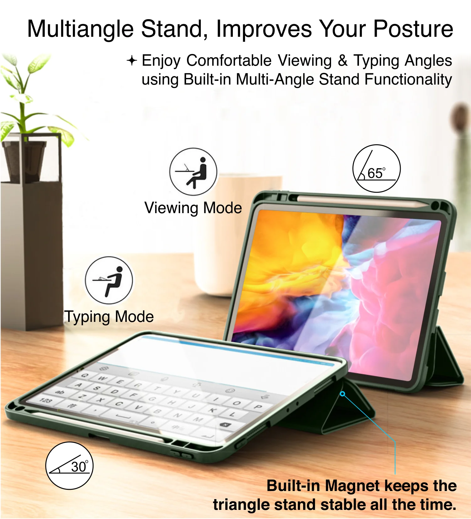 Apple iPad Pro 12.9 Inch [2020] [Apple Pencil Slot] Back Cover | Vegan Leather Series, Tea Green - Image 4