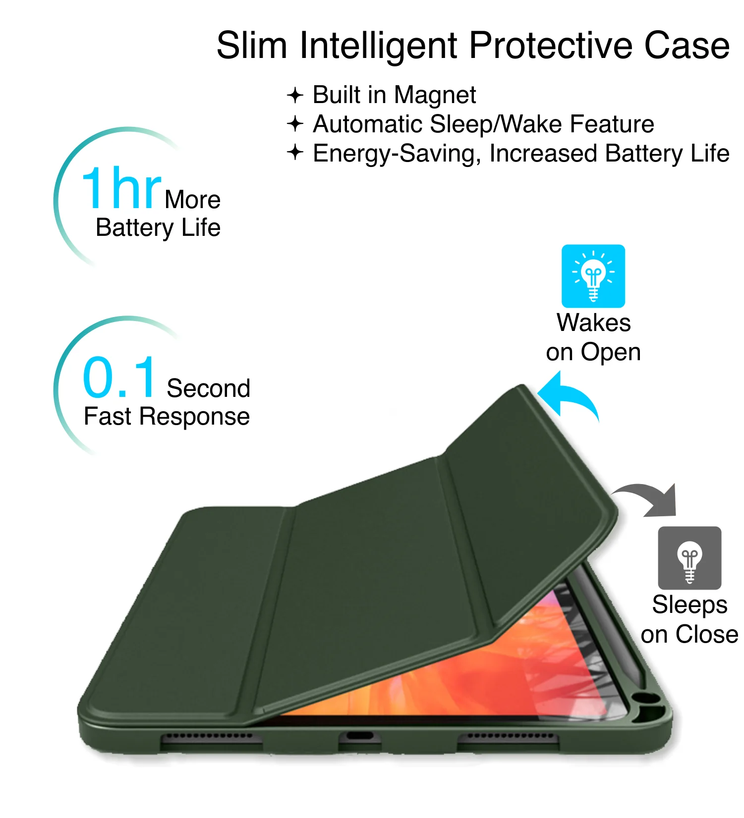 Apple iPad Pro 12.9 Inch [2020] [Apple Pencil Slot] Back Cover | Vegan Leather Series, Tea Green - Image 5