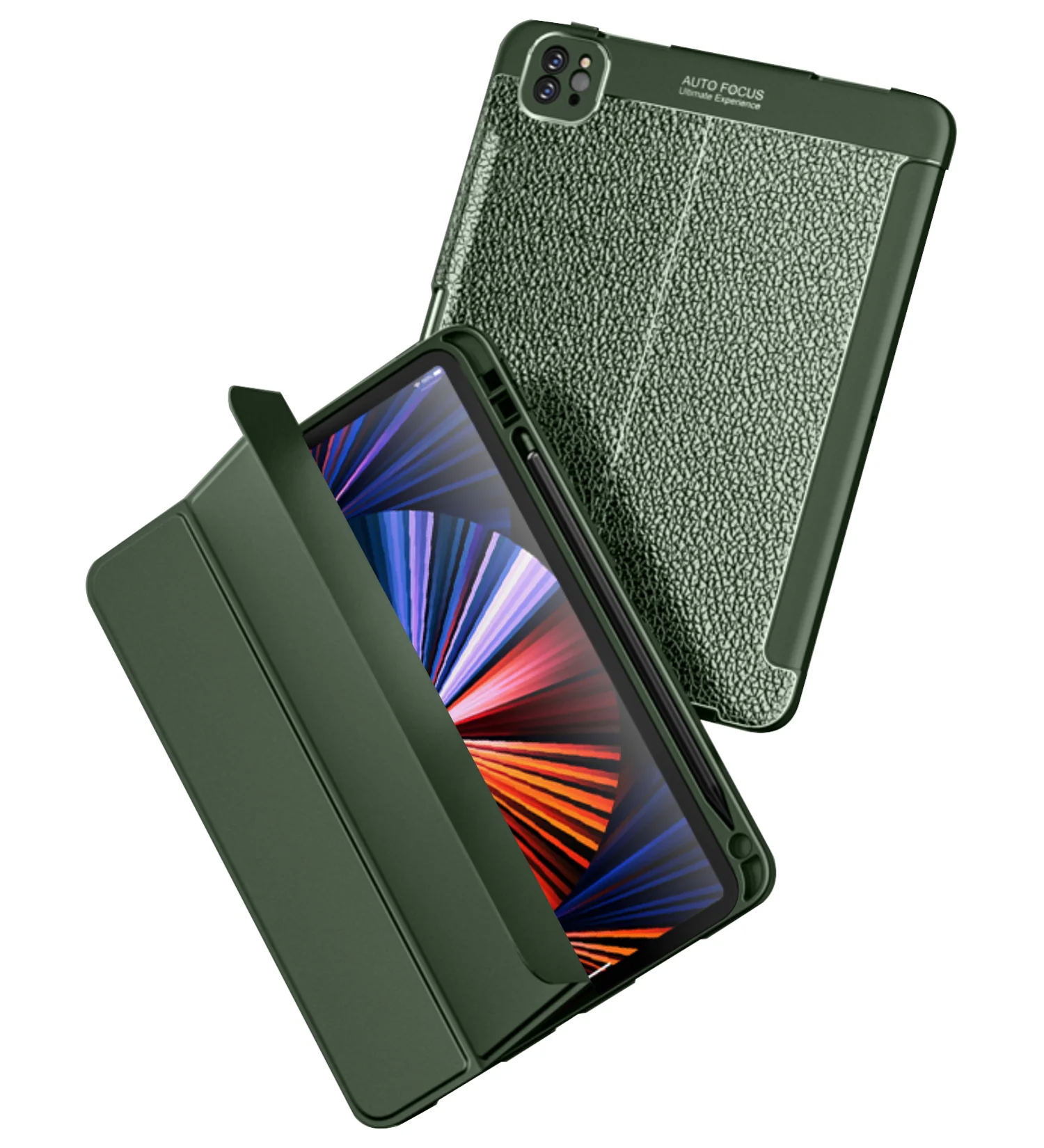 Apple iPad Pro 12.9 Inch [2021] [Apple Pencil Slot] Back Cover | Vegan Leather Series, Tea Green