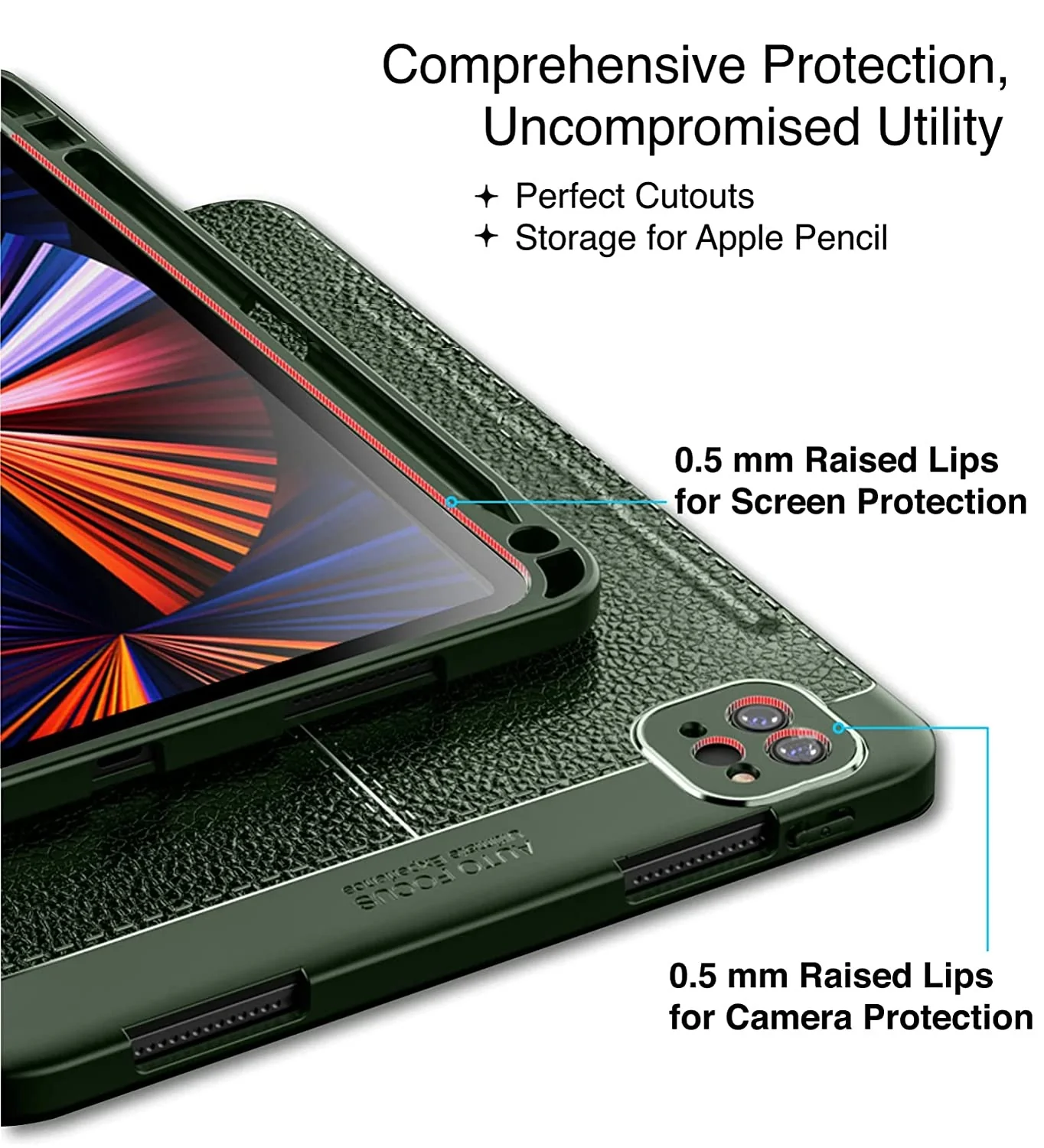Apple iPad Pro 12.9 Inch [2021] [Apple Pencil Slot] Back Cover | Vegan Leather Series, Tea Green - Image 2