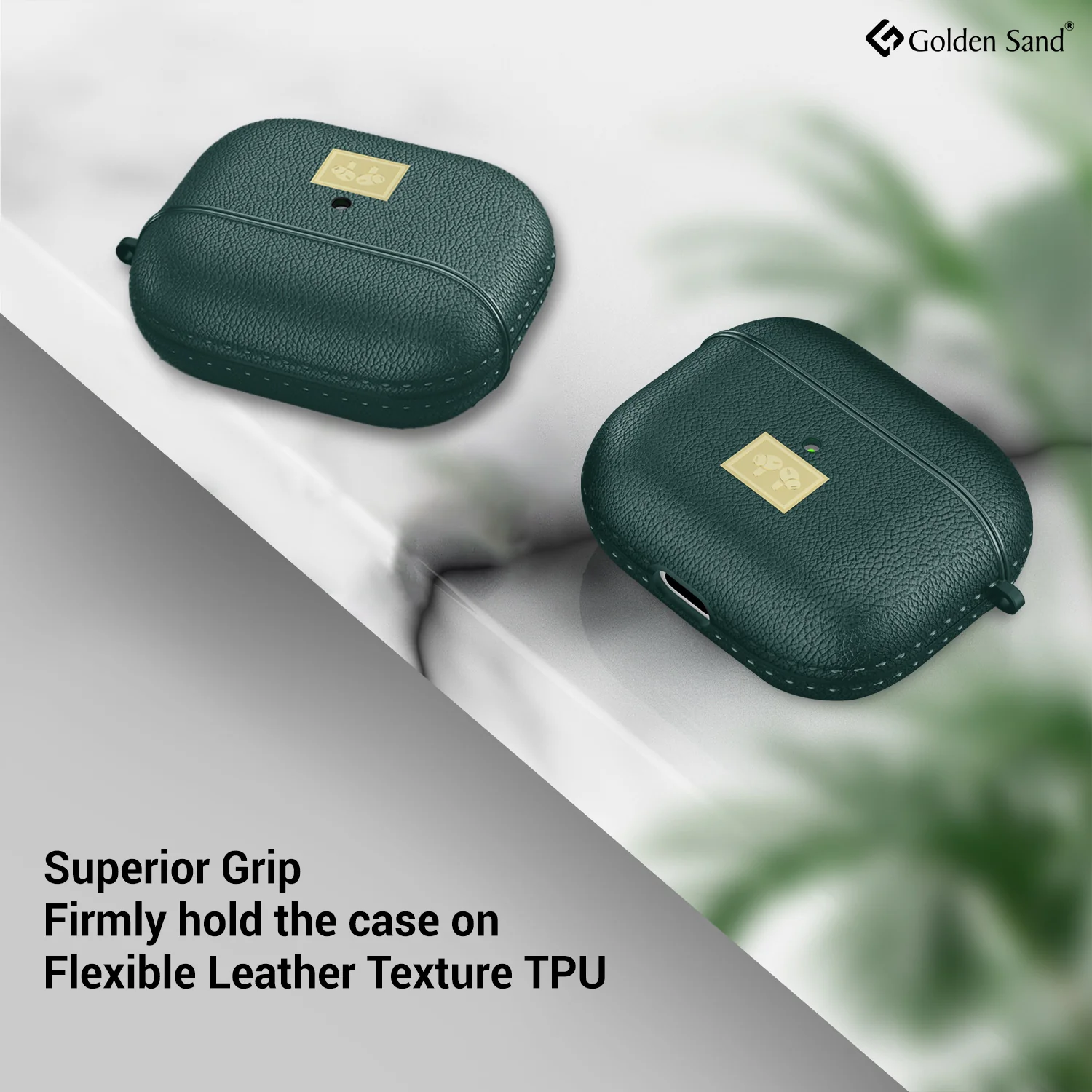 Leather Textured Rugged Armor TPU Flexible Protective Case Cover for Apple Airpods 3rd Gen (2021) - Green - Image 4