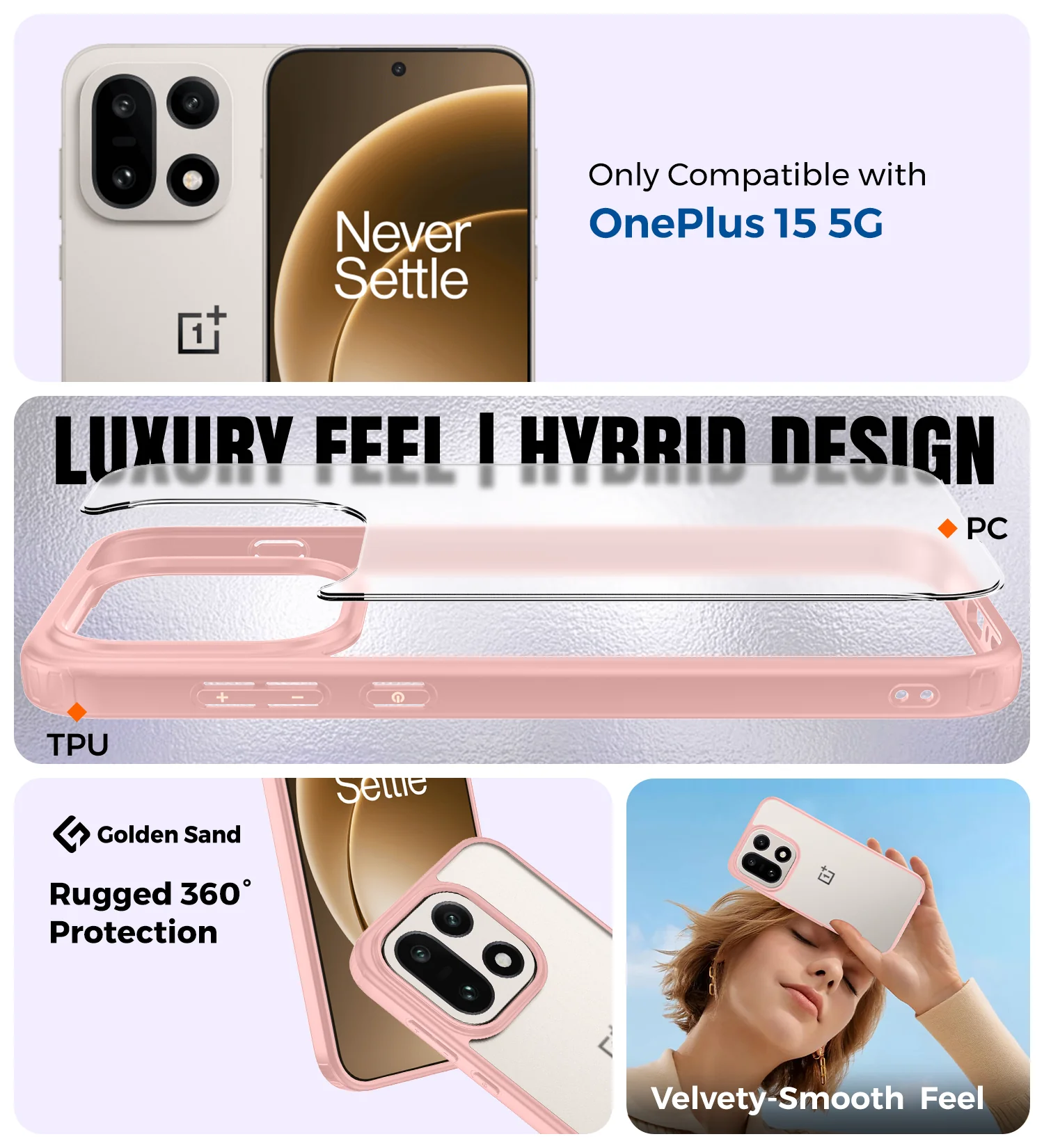 OnePlus 15 5G (6.78 inch) Back Cover | Rugged Frosted Series, Ultra Pink - Image 2