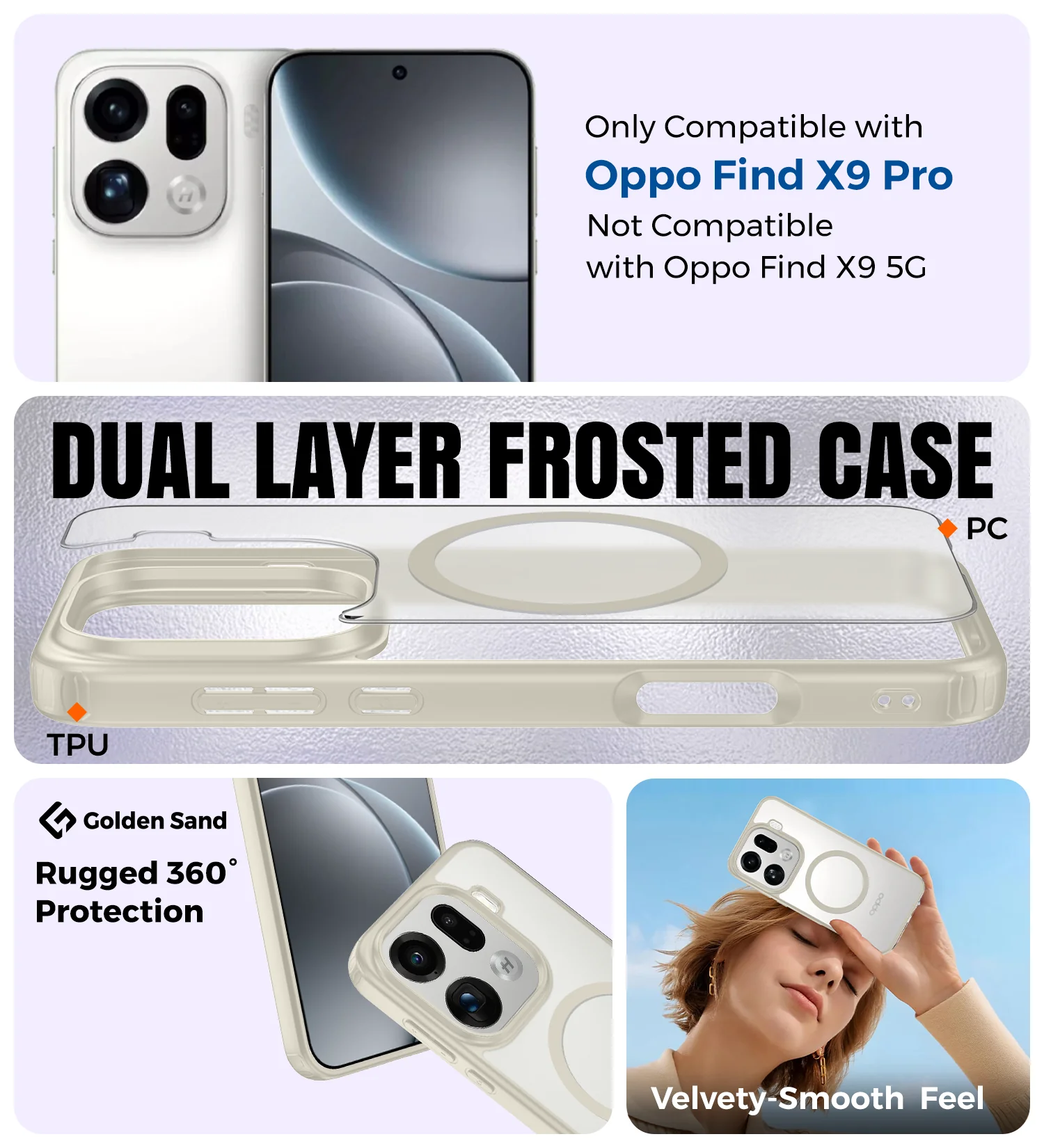 Oppo Find X9 Pro 5G (6.78 inch) Back Cover | Rugged Frosted MagSnap Series, Ivory - Image 2