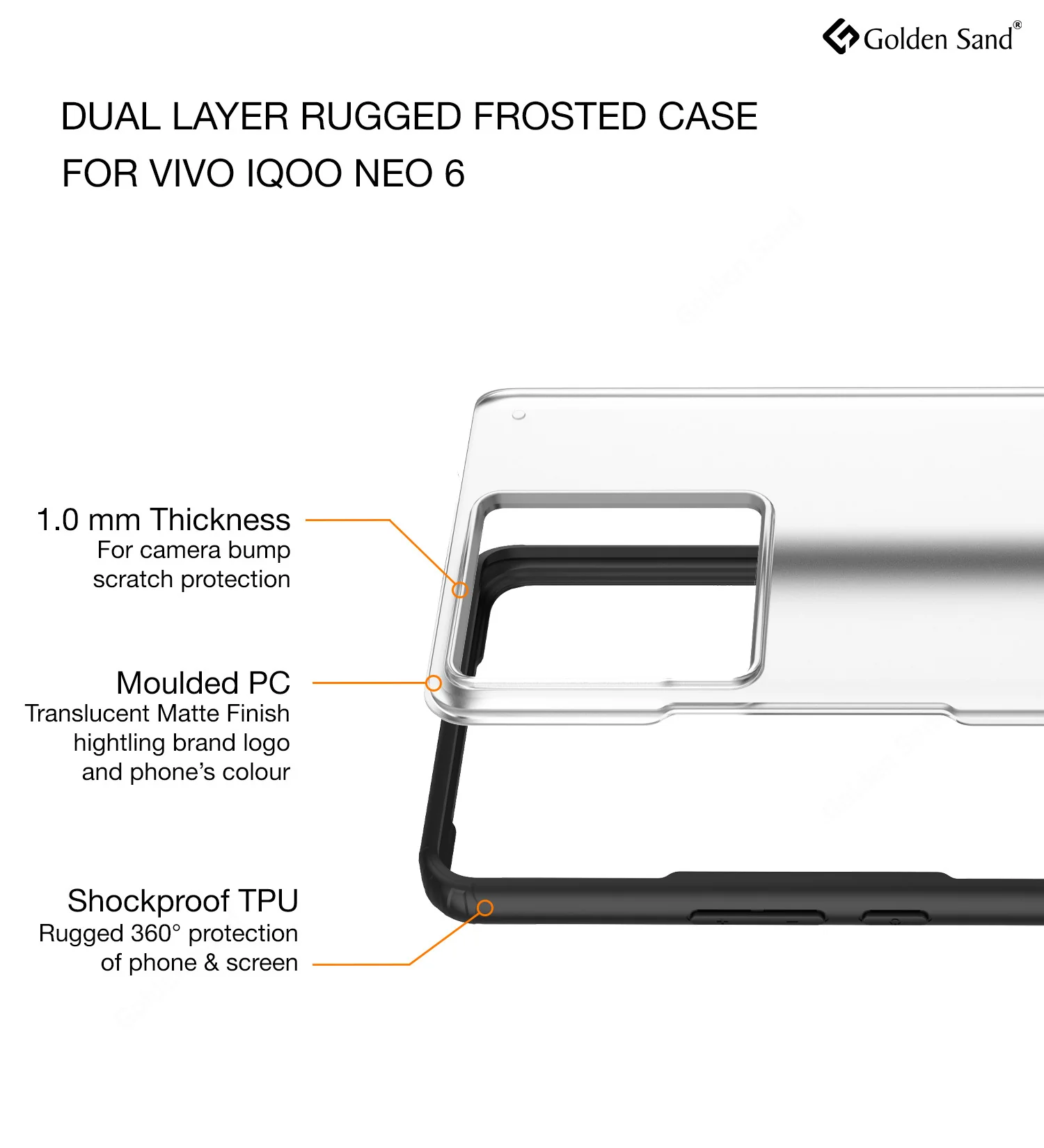 iQOO Neo 6 5G (6.62 inch) Back Cover | Rugged Frosted Series, Black - Image 2