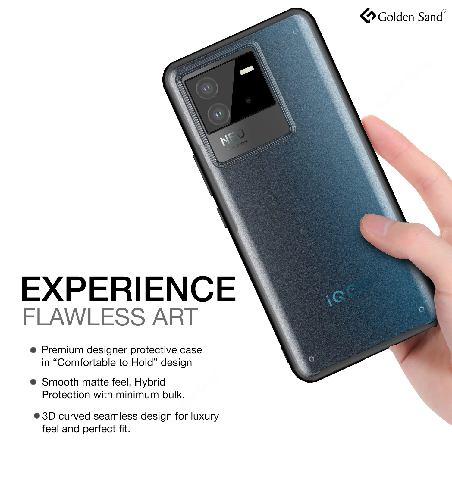 iQOO Neo 6 5G (6.62 inch) Back Cover | Rugged Frosted Series, Black - Image 4