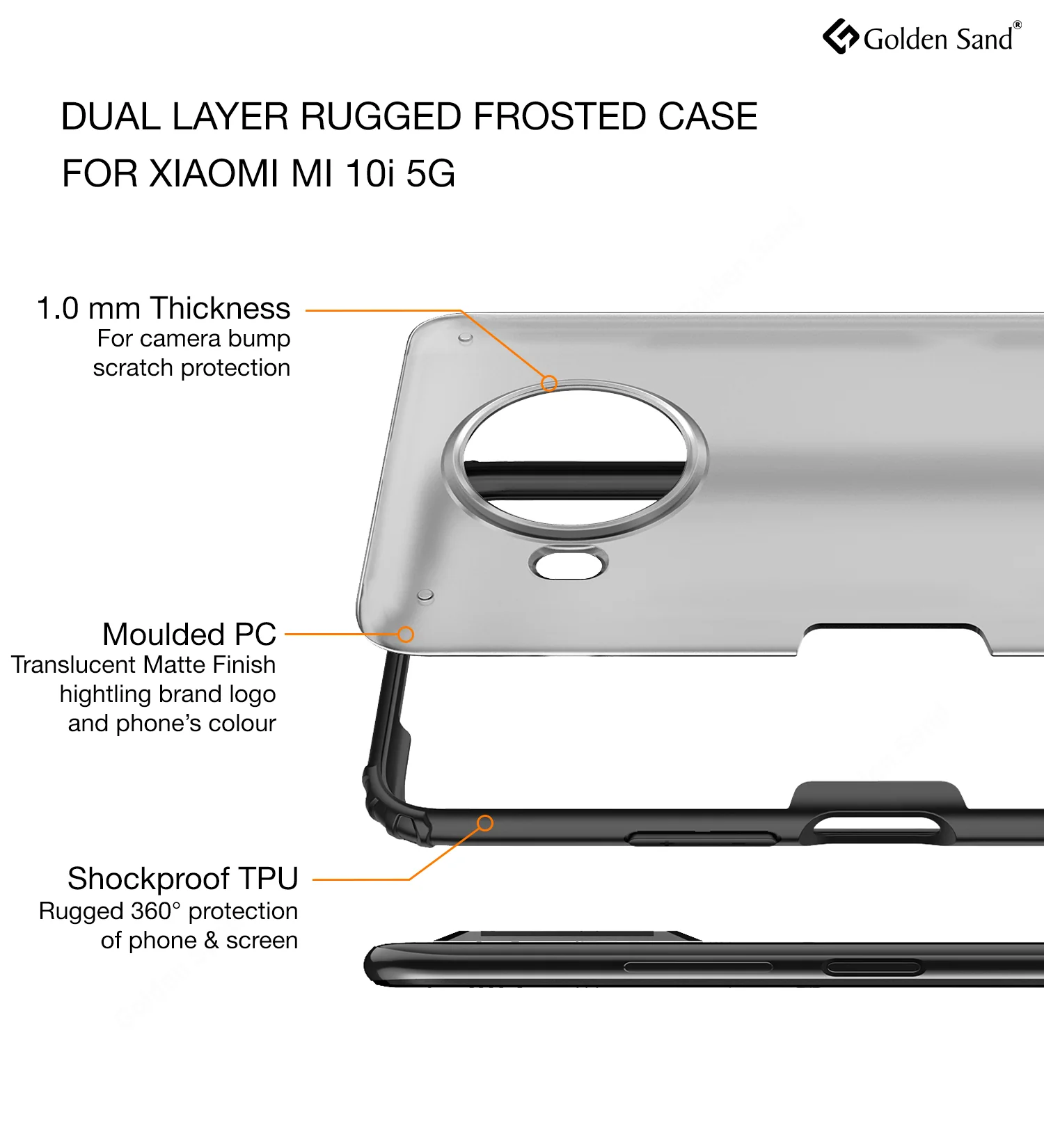 Mi 10i 5G (6.67 inch) Back Cover | Rugged Frosted Series, Black - Image 2