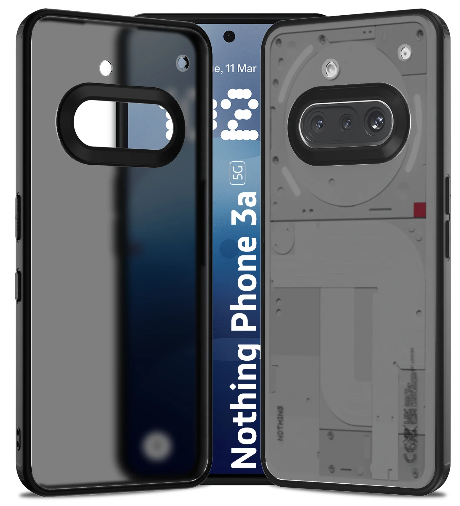 Nothing Phone (3a) 5G (6.77 inch) Back Cover | Rugged Frosted Series, Black