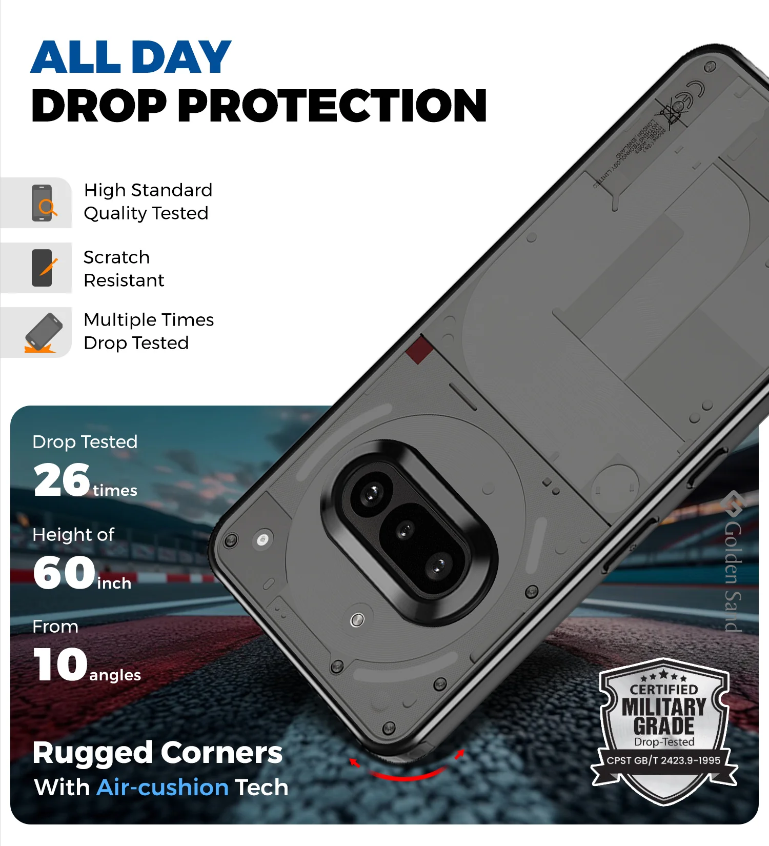 Nothing Phone (3a) 5G (6.77 inch) Back Cover | Rugged Frosted Series, Black - Image 4