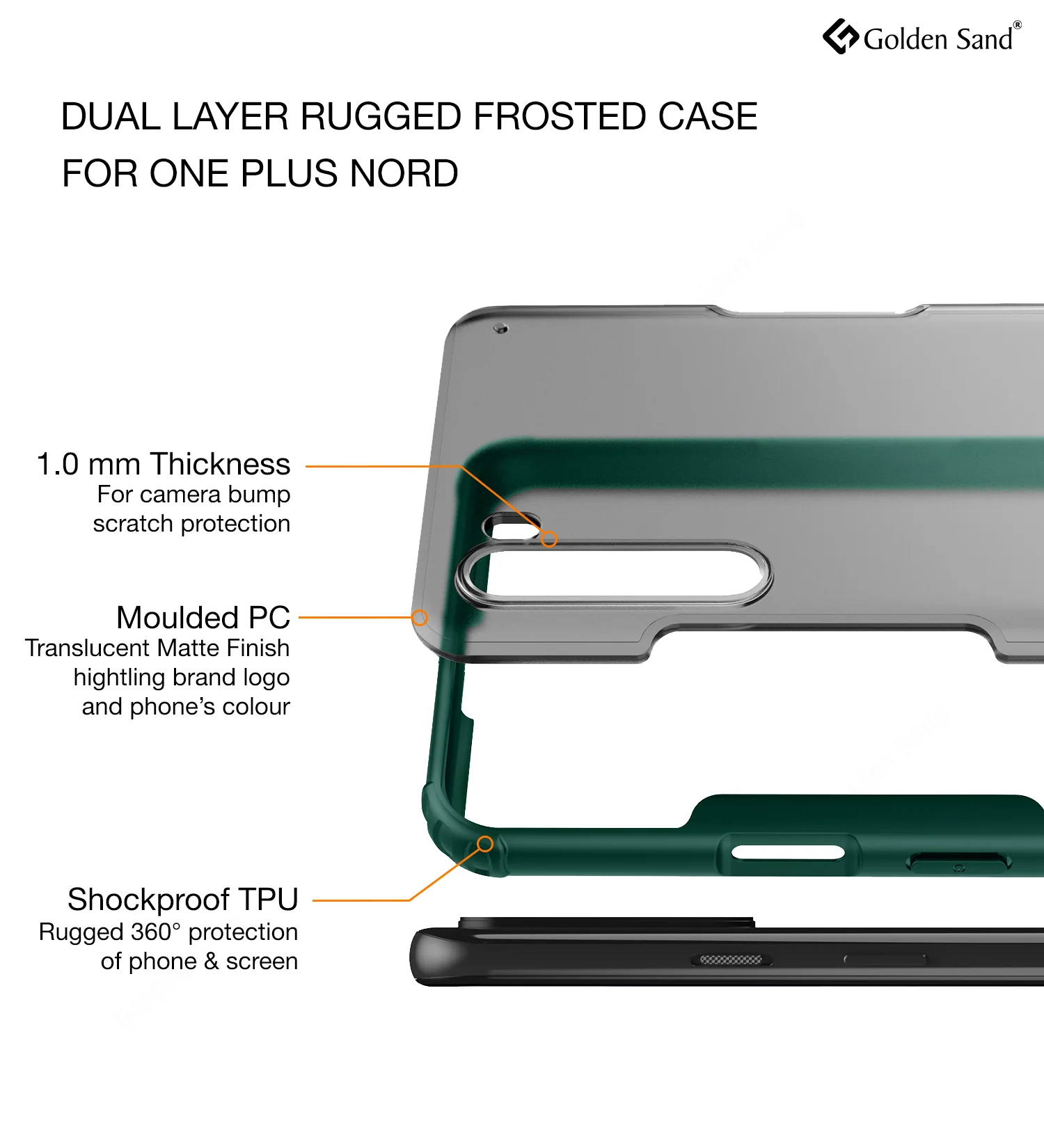 One Plus Nord (1+ Nord) Back Cover | Rugged Frosted Series, Green - Image 2
