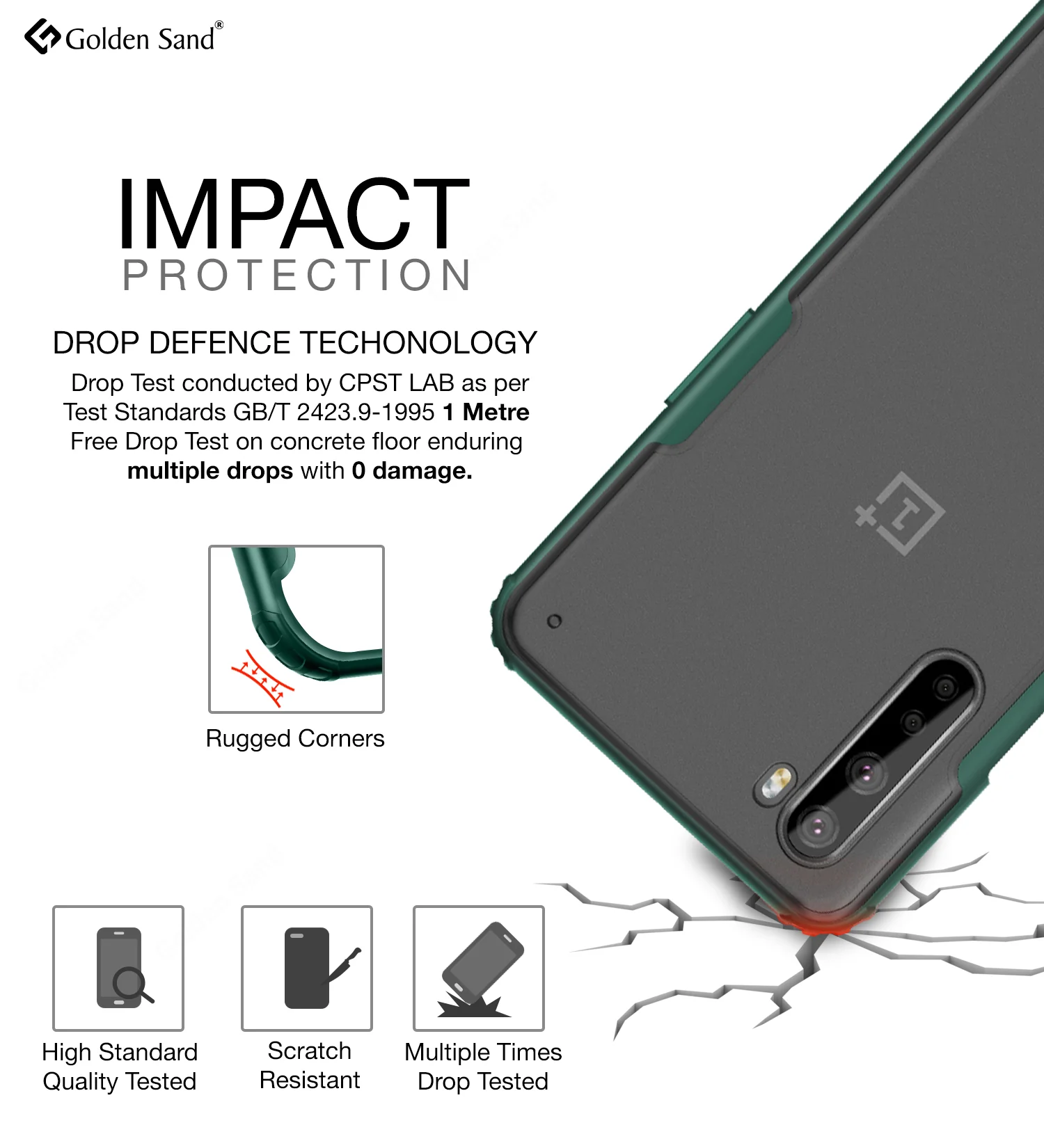 One Plus Nord (1+ Nord) Back Cover | Rugged Frosted Series, Green - Image 3