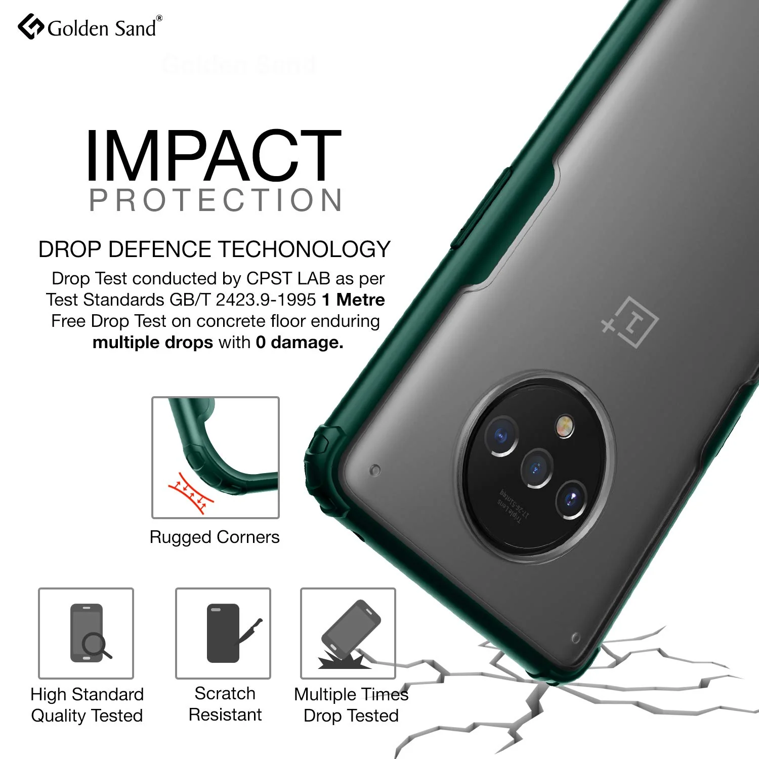 OnePlus 7T (6.55 inch) Back Cover | Rugged Frosted Series, Green - Image 3
