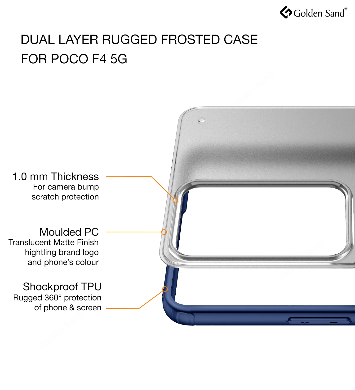 POCO F4 5G (6.67 inch) Back Cover | Rugged Frosted Series, Blue - Image 2