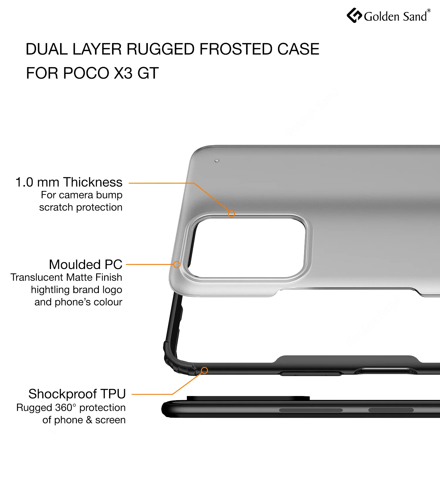 Poco X3 GT (6.6 inch) Back Cover | Rugged Frosted Series, Black - Image 2