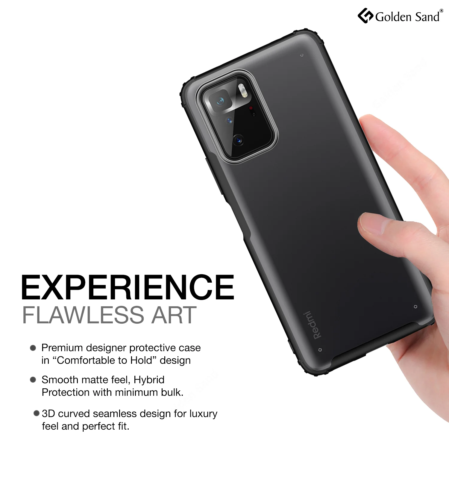Poco X3 GT (6.6 inch) Back Cover | Rugged Frosted Series, Black - Image 4
