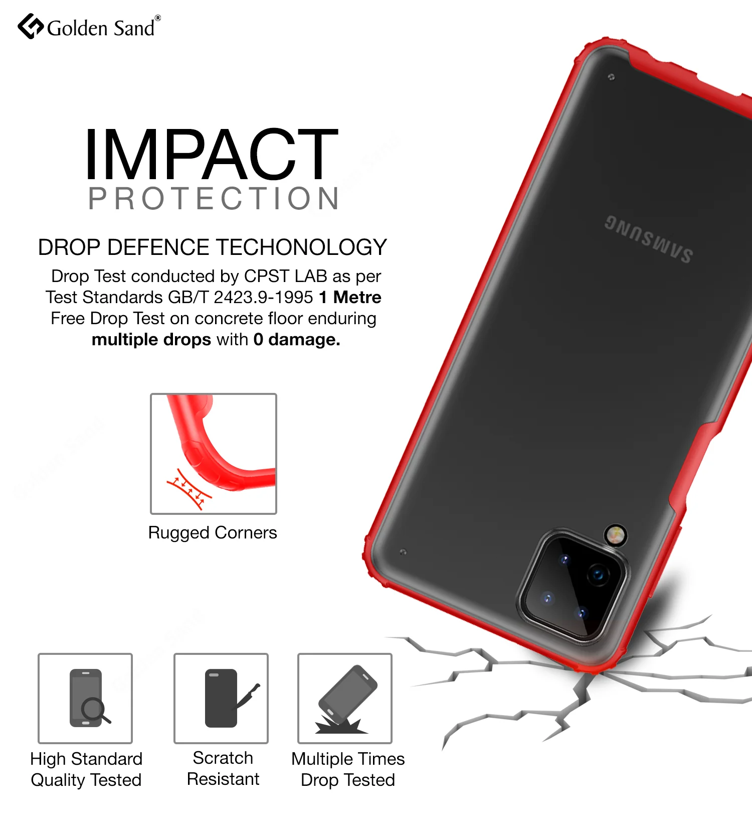 Samsung Galaxy A12, Samsung Galaxy M12, Samsung Galaxy F12 (6.5 inch) Back Cover | Rugged Frosted Series, Red - Image 3