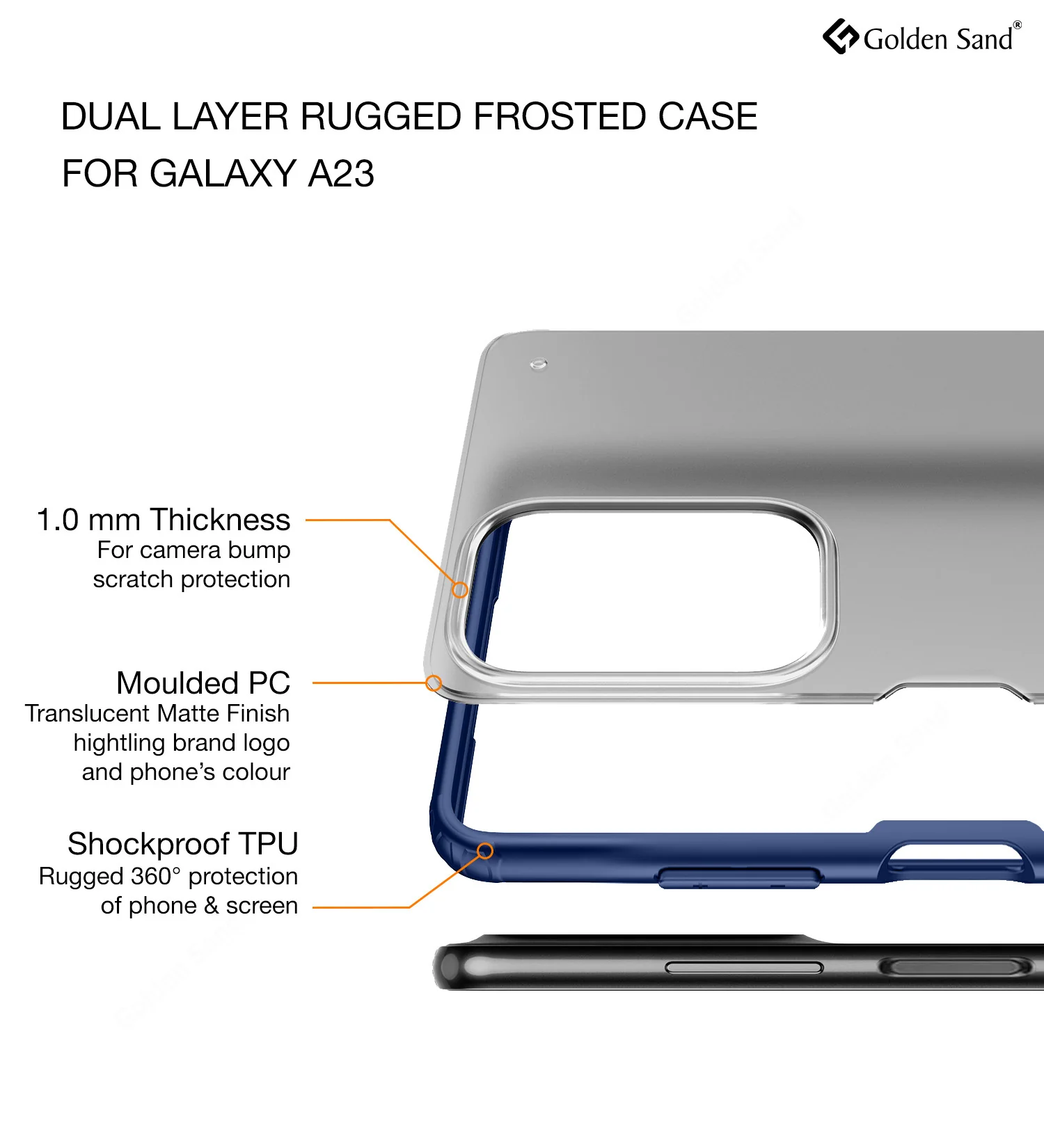 Samsung Galaxy A23 5G, Samsung Galaxy A23 4G (6.6 inch) Back Cover | Rugged Frosted Series, Blue - Image 2