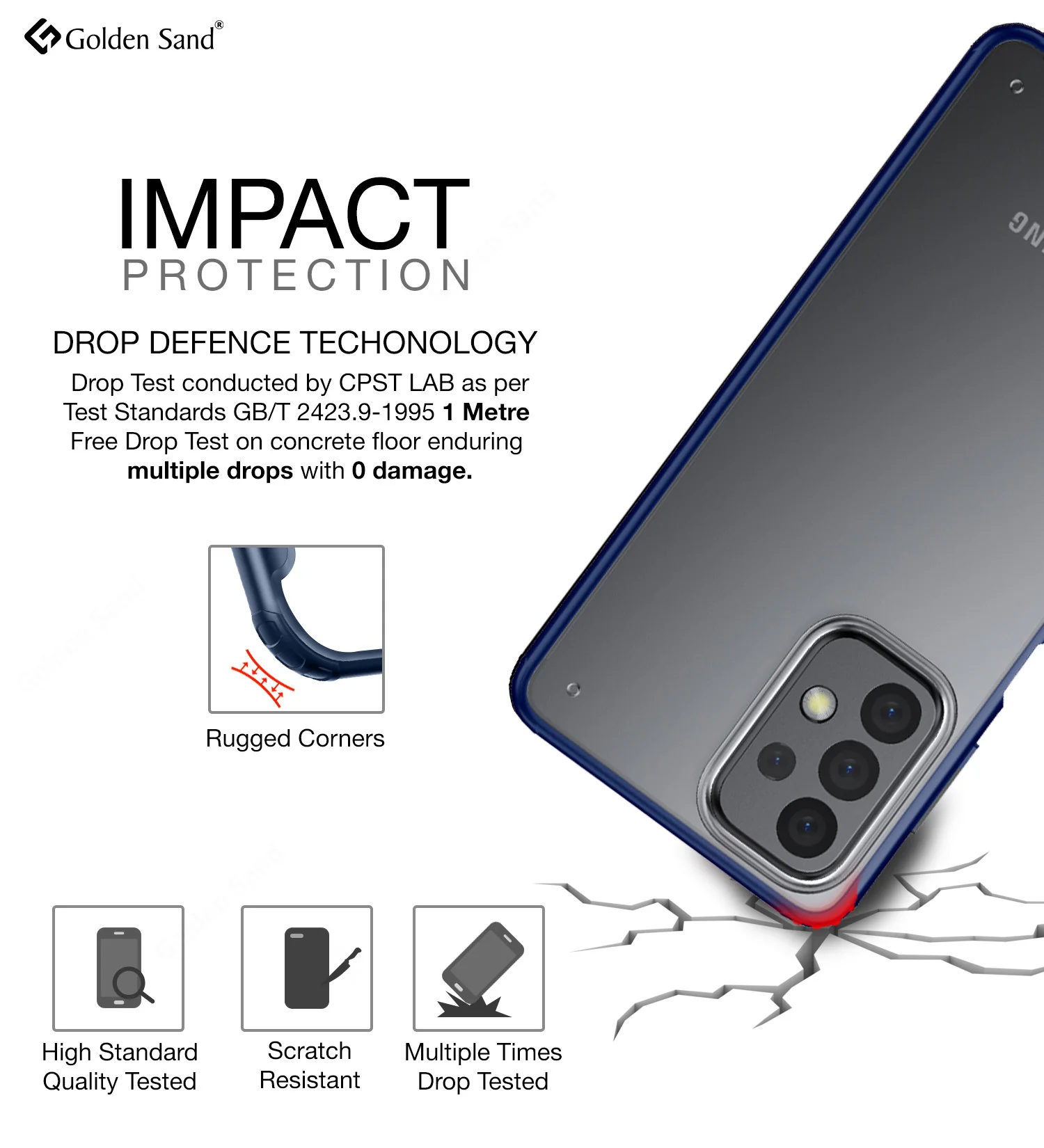 Samsung Galaxy A23 5G, Samsung Galaxy A23 4G (6.6 inch) Back Cover | Rugged Frosted Series, Blue - Image 3