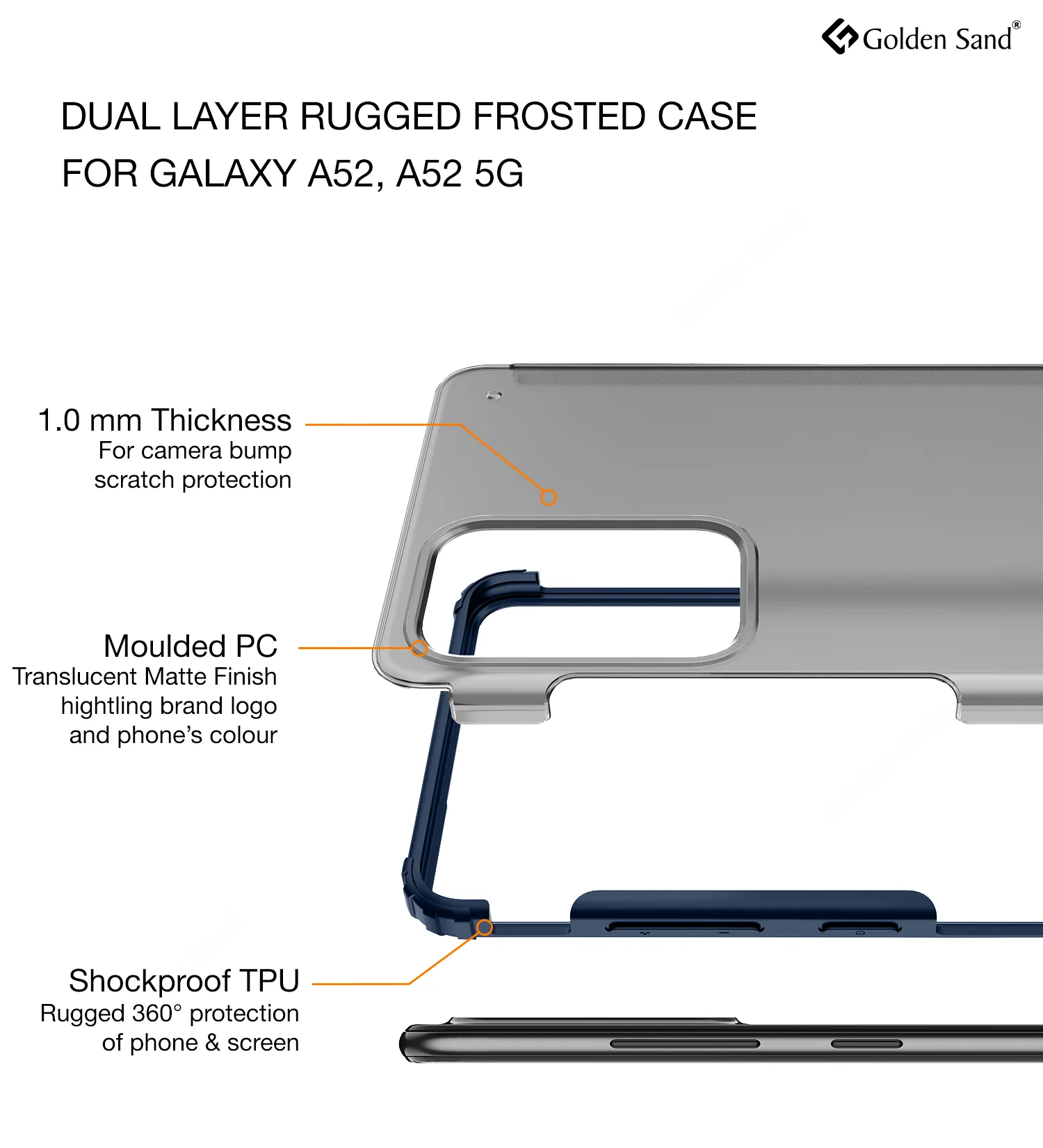 Samsung Galaxy A52 5G, Samsung Galaxy A52, Samsung Galaxy A52s 5G (6.5 inch) Back Cover | Rugged Frosted Series, Blue - Image 2