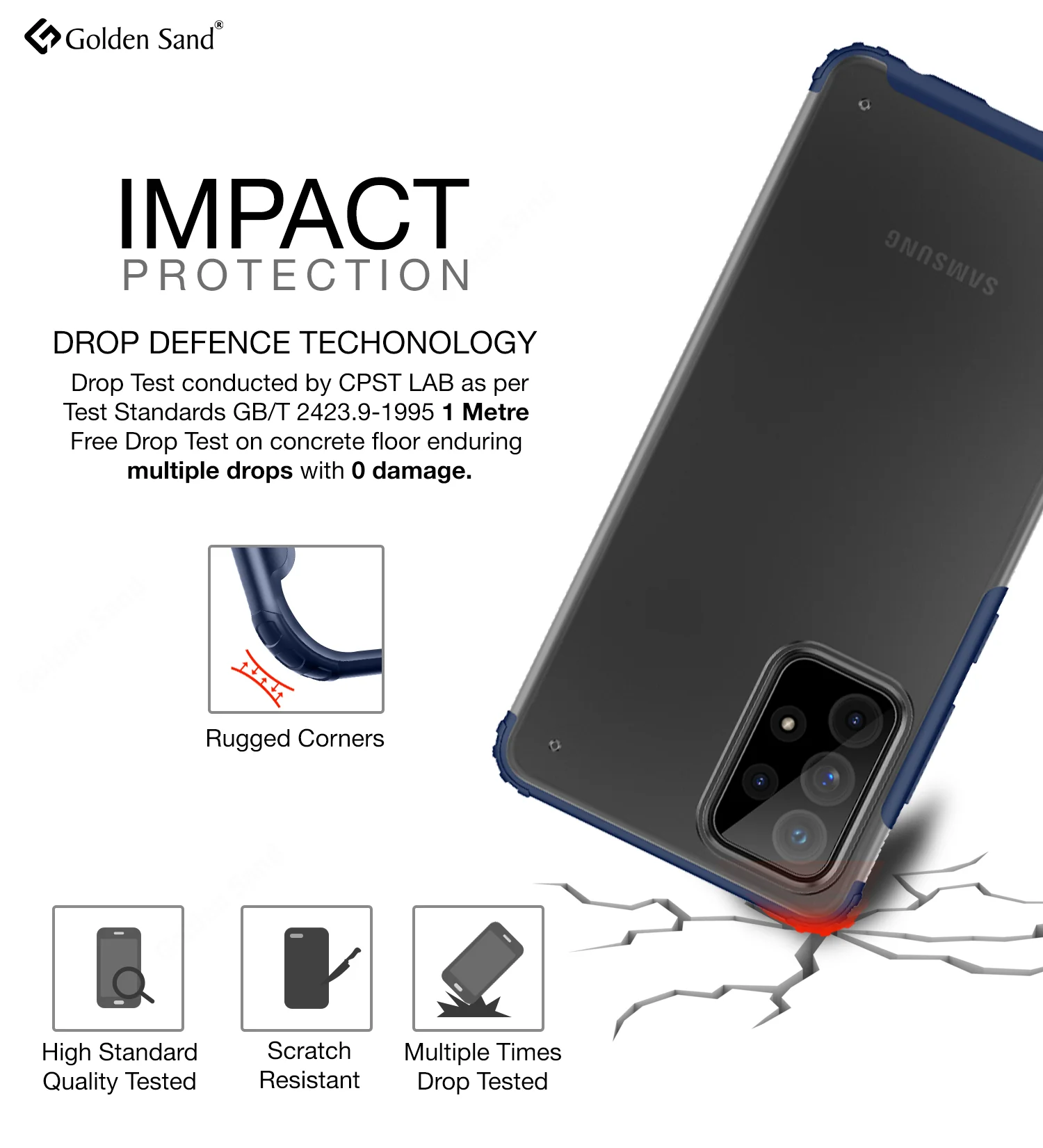 Samsung Galaxy A52 5G, Samsung Galaxy A52, Samsung Galaxy A52s 5G (6.5 inch) Back Cover | Rugged Frosted Series, Blue - Image 3