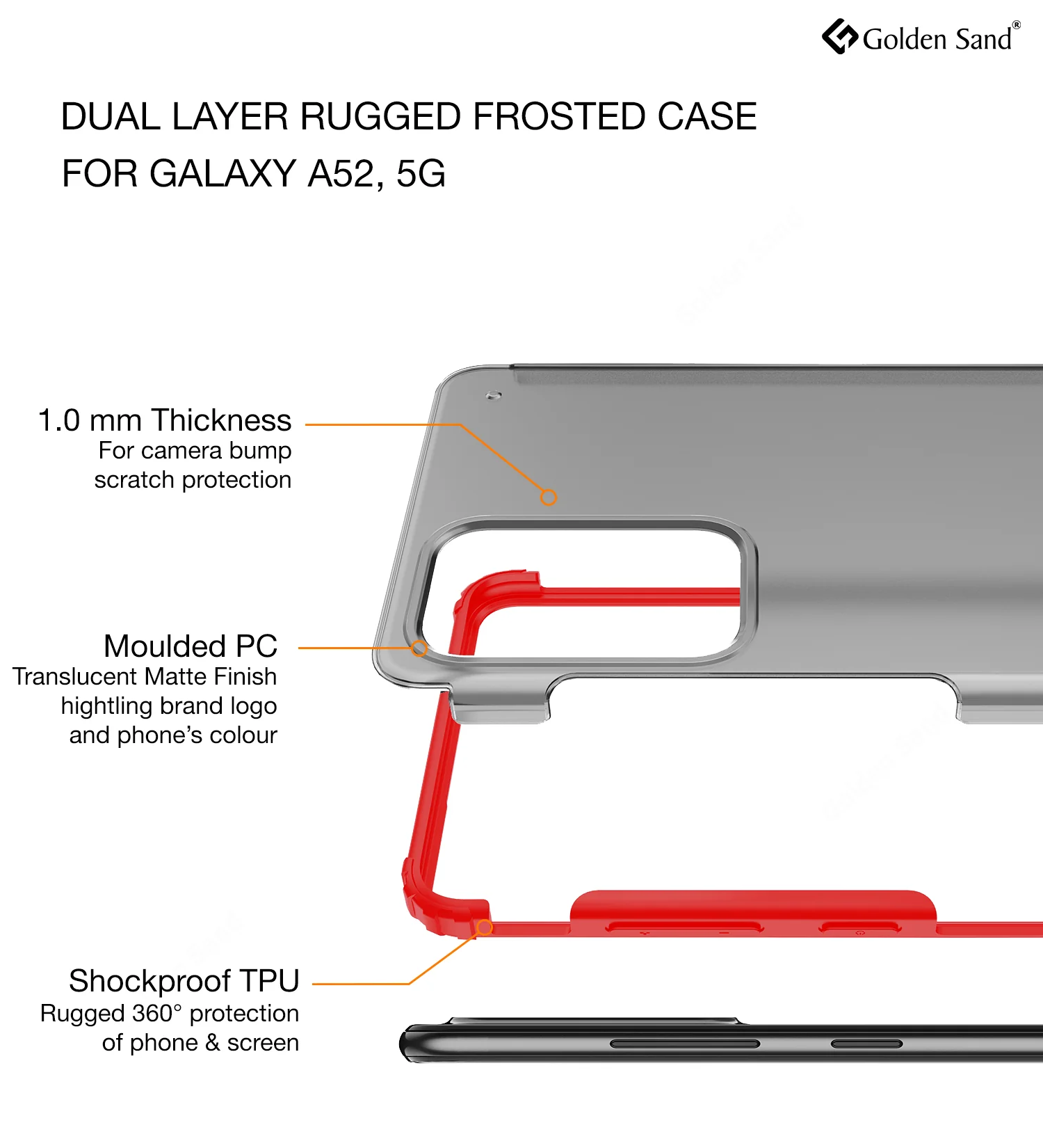 Samsung Galaxy A52 5G, Samsung Galaxy A52, Samsung Galaxy A52s 5G (6.5 inch) Back Cover | Rugged Frosted Series, Red - Image 2