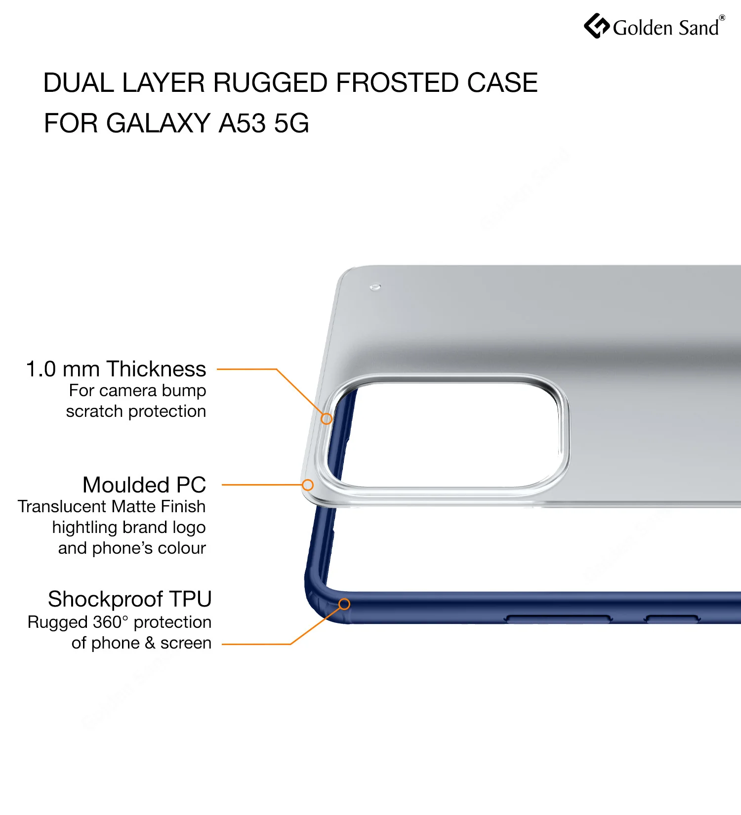 Samsung Galaxy A53 5G (6.5 inch) Back Cover | Rugged Frosted Series, Blue - Image 2