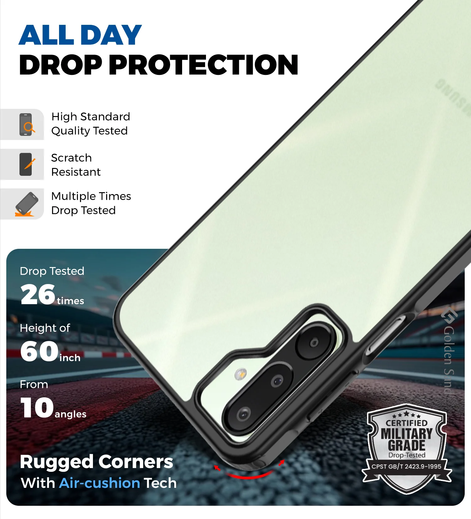 Samsung Galaxy M16 5G, Samsung Galaxy F16 5G (6.7 inch) Back Cover | Rugged Frosted Series, Black - Image 4
