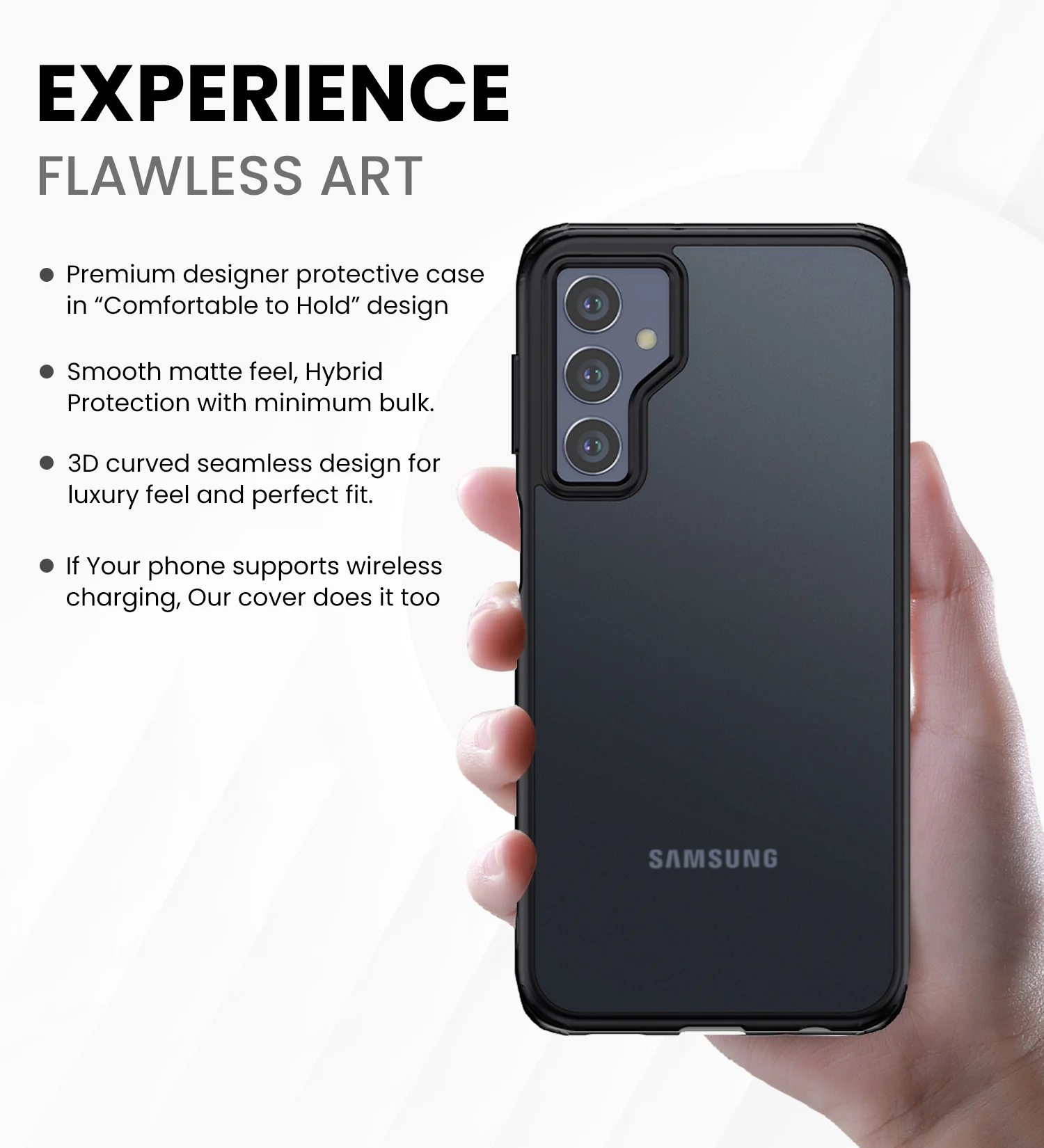 Samsung Galaxy M34 5G, Samsung Galaxy F34 5G (6.5 inch) Back Cover | Rugged Frosted Series, Black - Image 5