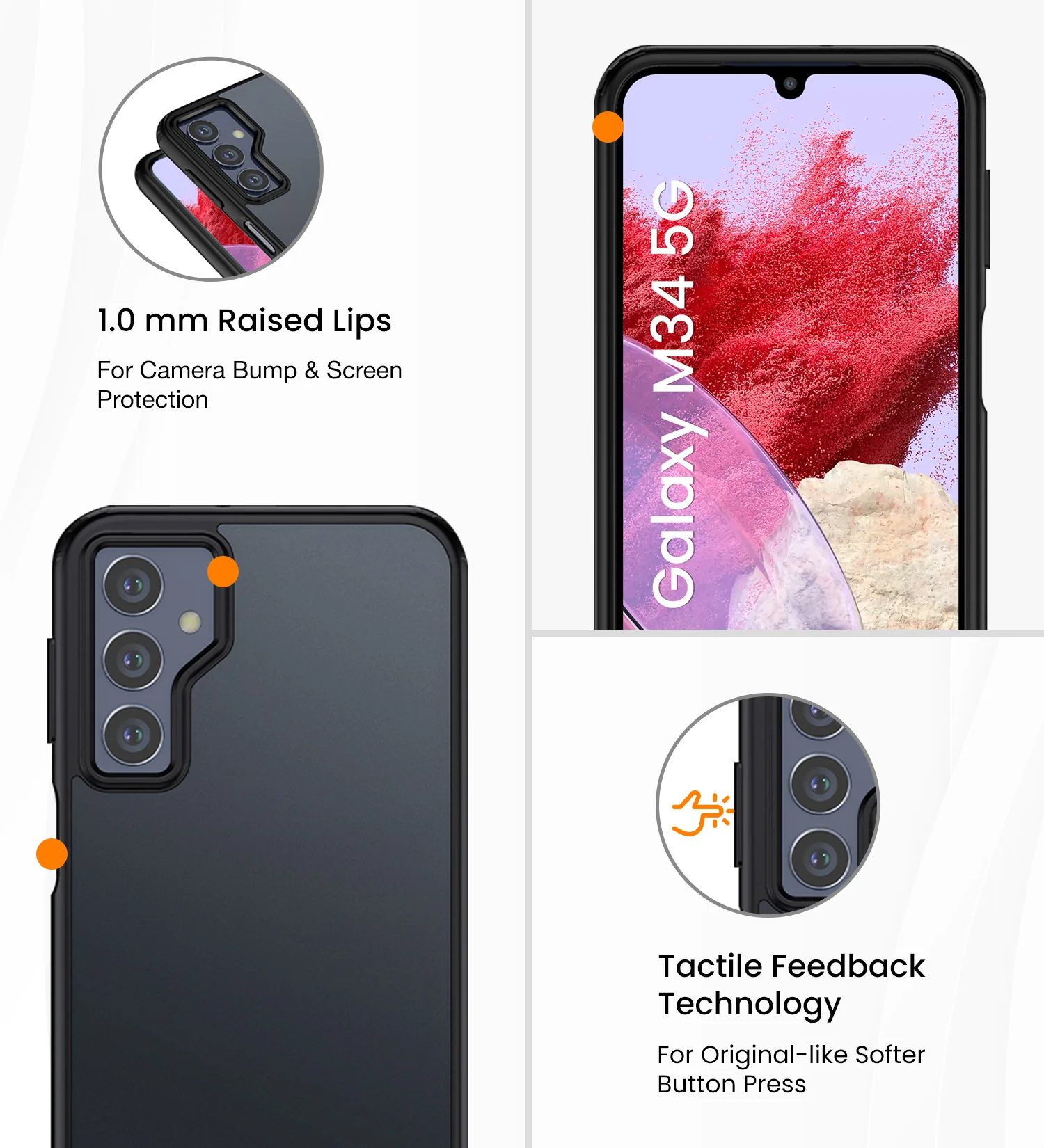 Samsung Galaxy M34 5G, Samsung Galaxy F34 5G (6.5 inch) Back Cover | Rugged Frosted Series, Black - Image 6
