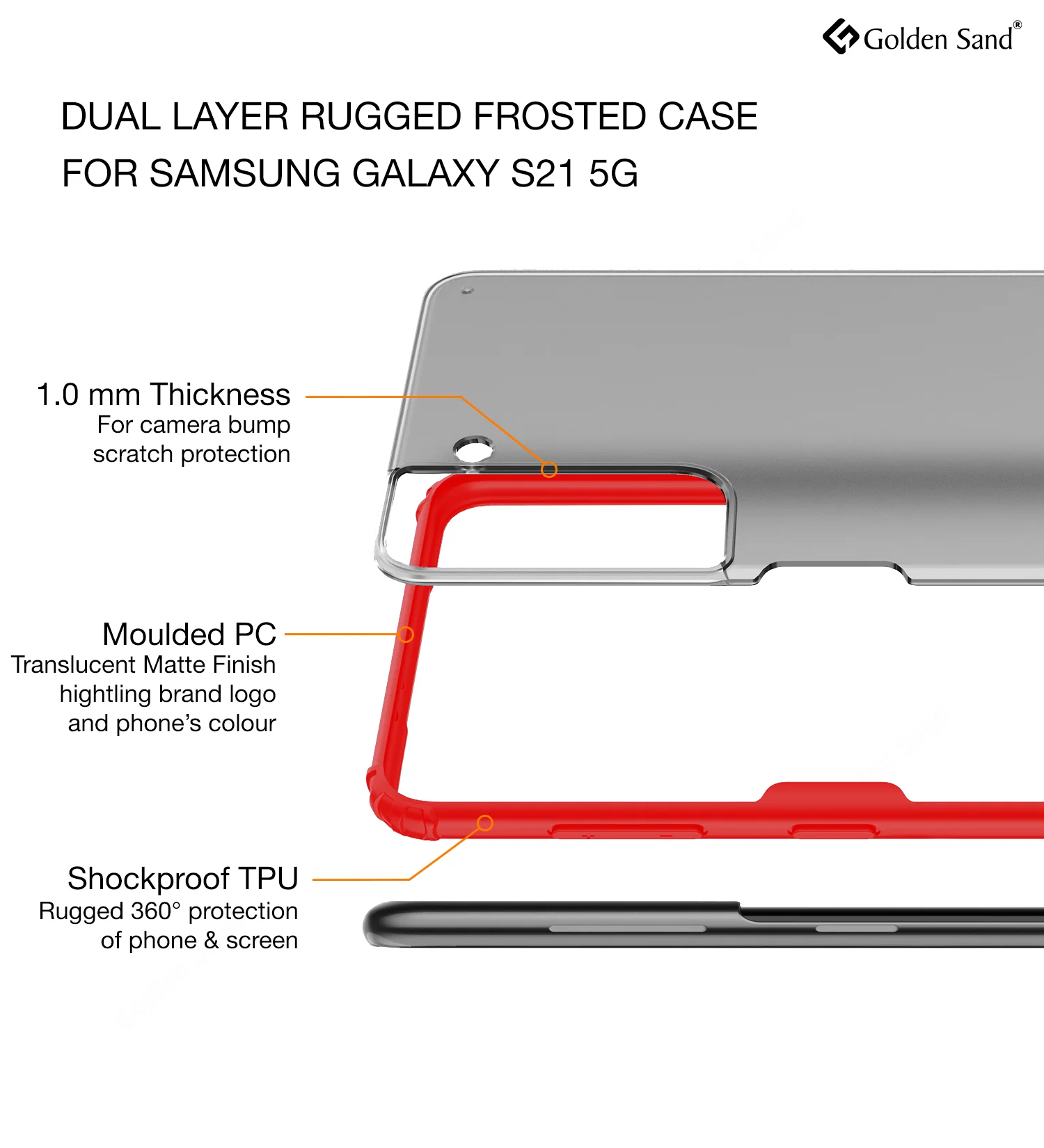 Samsung Galaxy S21 5G (6.2 inch) Back Cover | Rugged Frosted Series, Red - Image 2