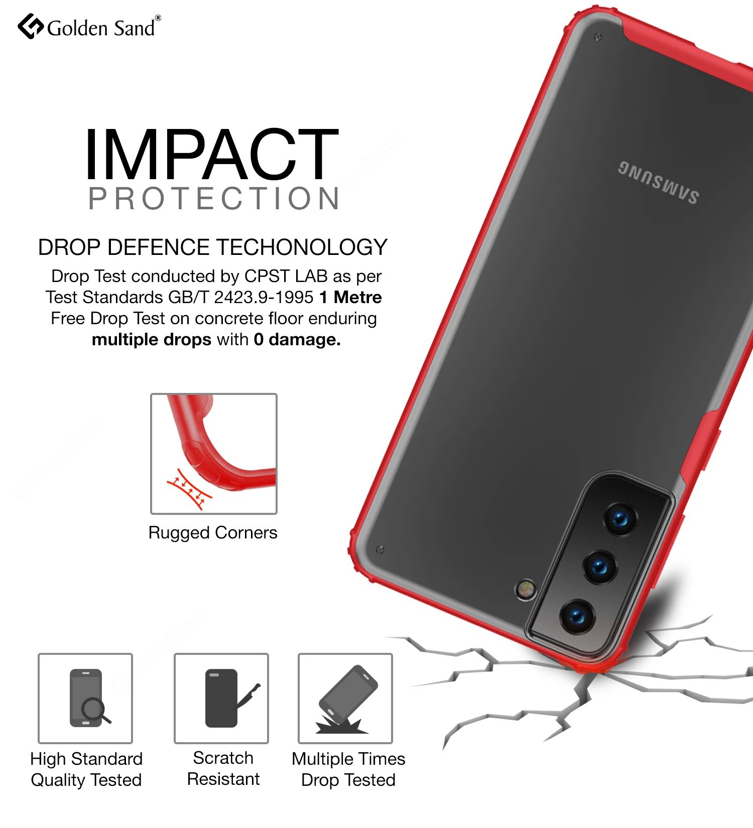 Samsung Galaxy S21 5G (6.2 inch) Back Cover | Rugged Frosted Series, Red - Image 3