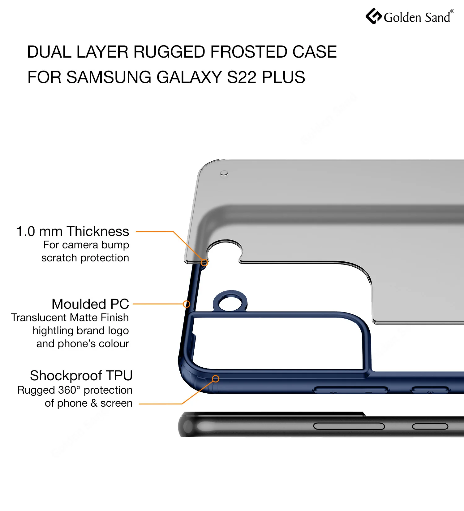 Samsung Galaxy S22+ Plus 5G (6.6 inch) Back Cover | Rugged Frosted Series, Blue - Image 2